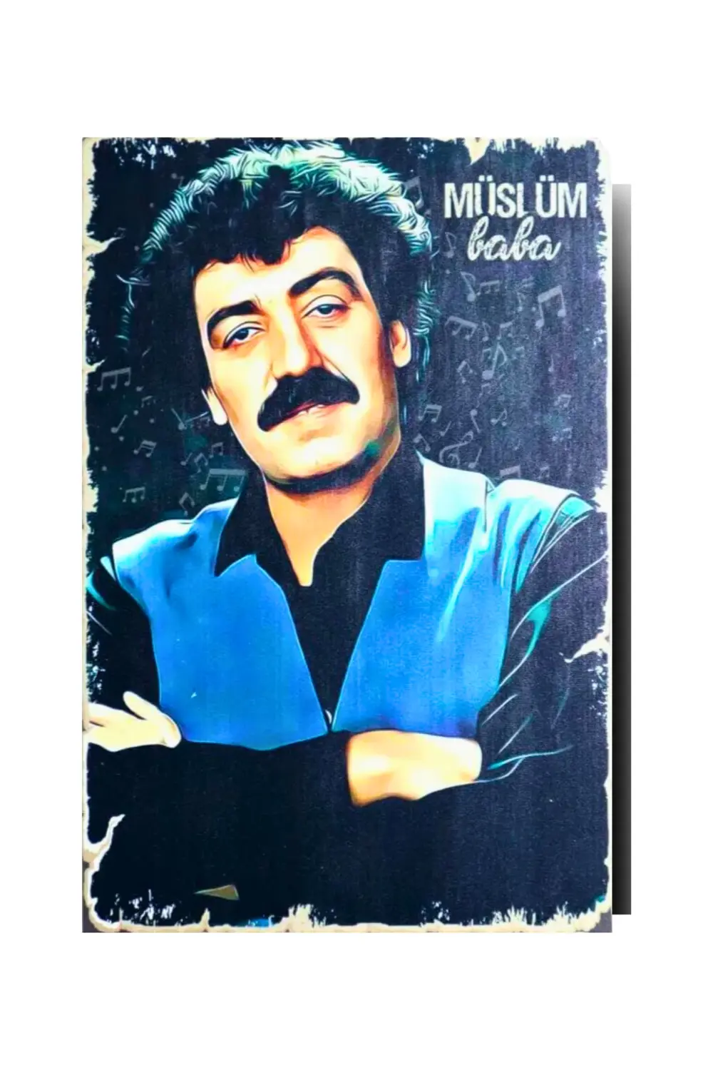 "Müslüm Gürses Baba" Ahşap Poster - 20x30 cm (3mm MDF) - Çift Tar