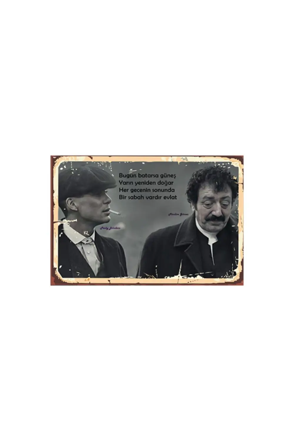 Müslüm Gürses & Peaky Blinders Tasarımlı 20x30 Cm Retro Ahşap Tab