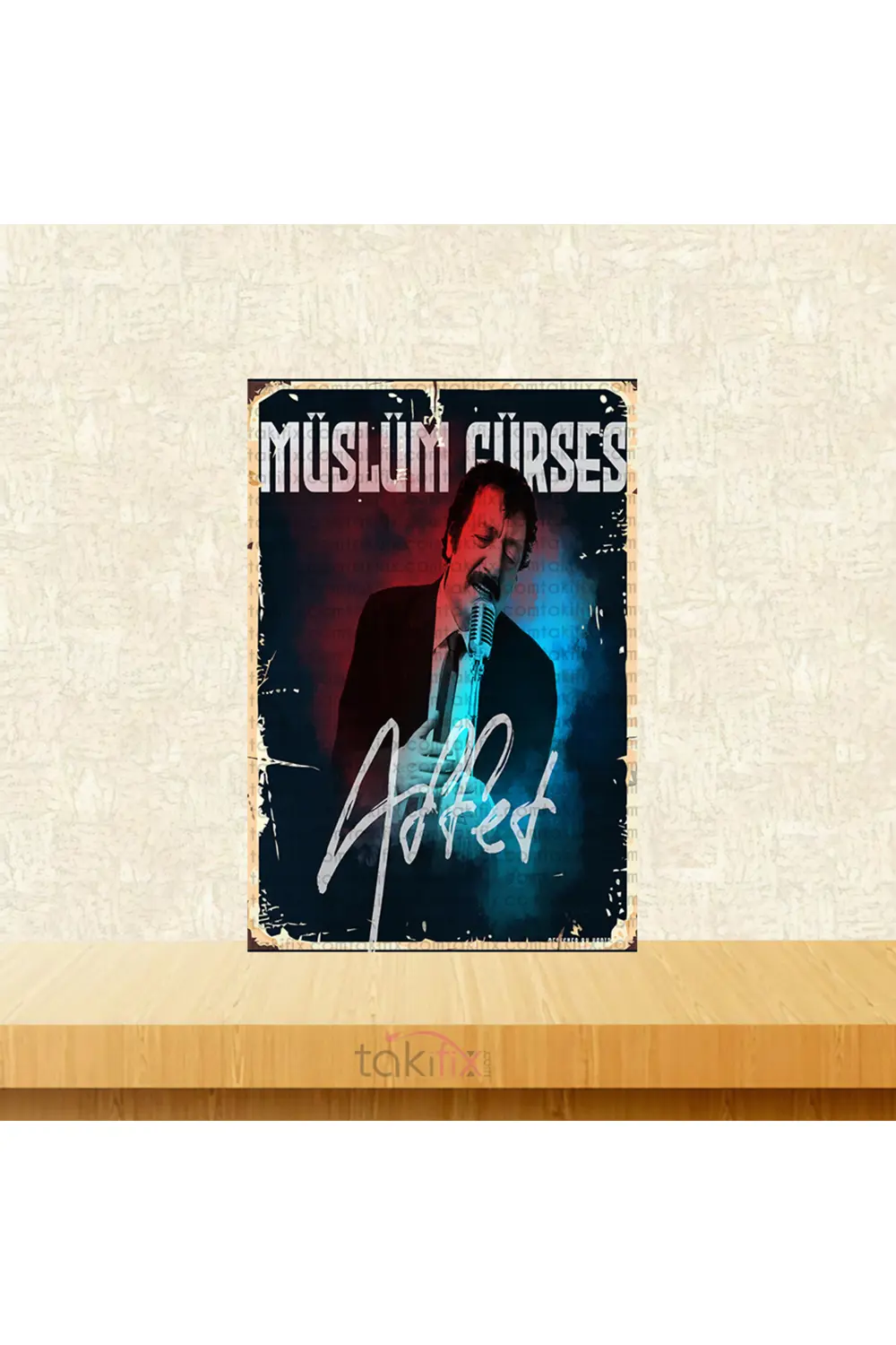 Müslüm Gürses Tasarımlı 20x30 Cm Retro Ahşap Poster
