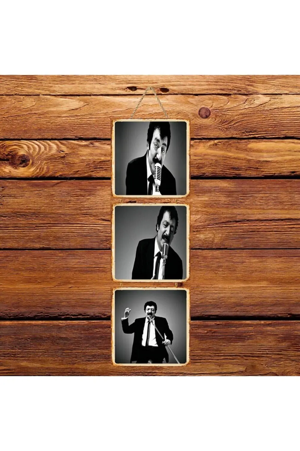 Müslüm Gürses Üçlü Retro Ahşap Poster