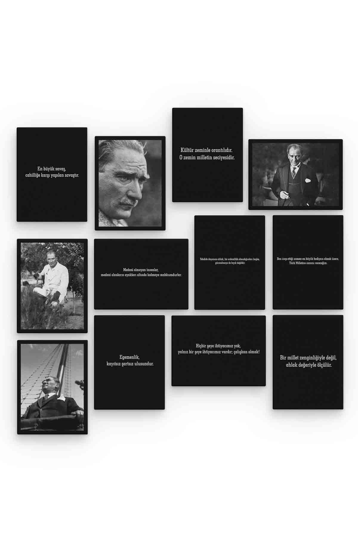 Mustafa Kemal Atatürk 12 Parça Mdf (ahşap) Tablo Ofis Boyu 