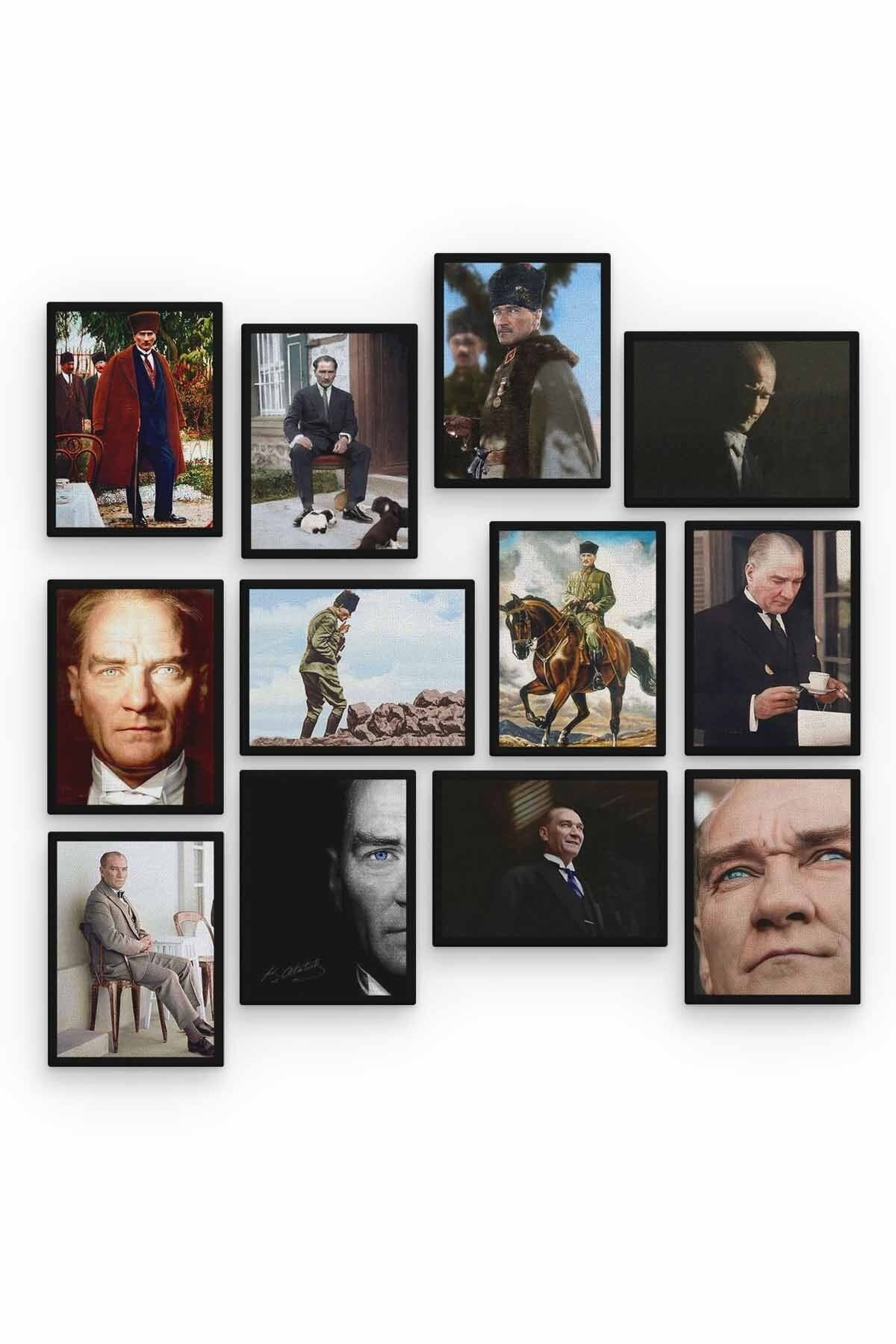 Mustafa Kemal Atatürk 12 Parça Ahşap Mdf Tablo Zlltb249