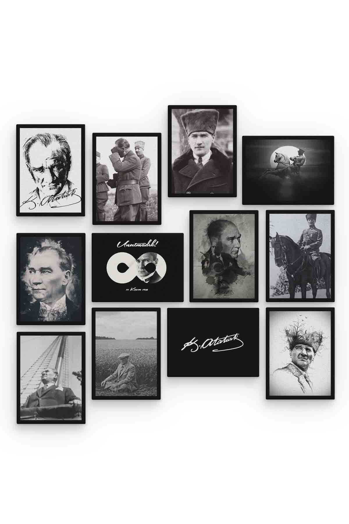 Mustafa Kemal Atatürk 12 Parça Mdf (ahşap) Tablo Ofis Boyu 