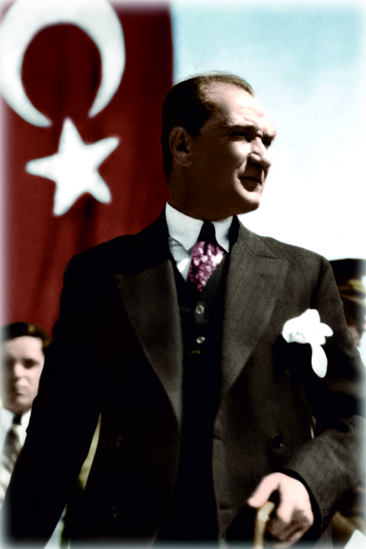 Özel Flama Bayrak Mustafa Kemal Atatürk Diş Cephe Kumaş Poster Bayrak 200X300cm