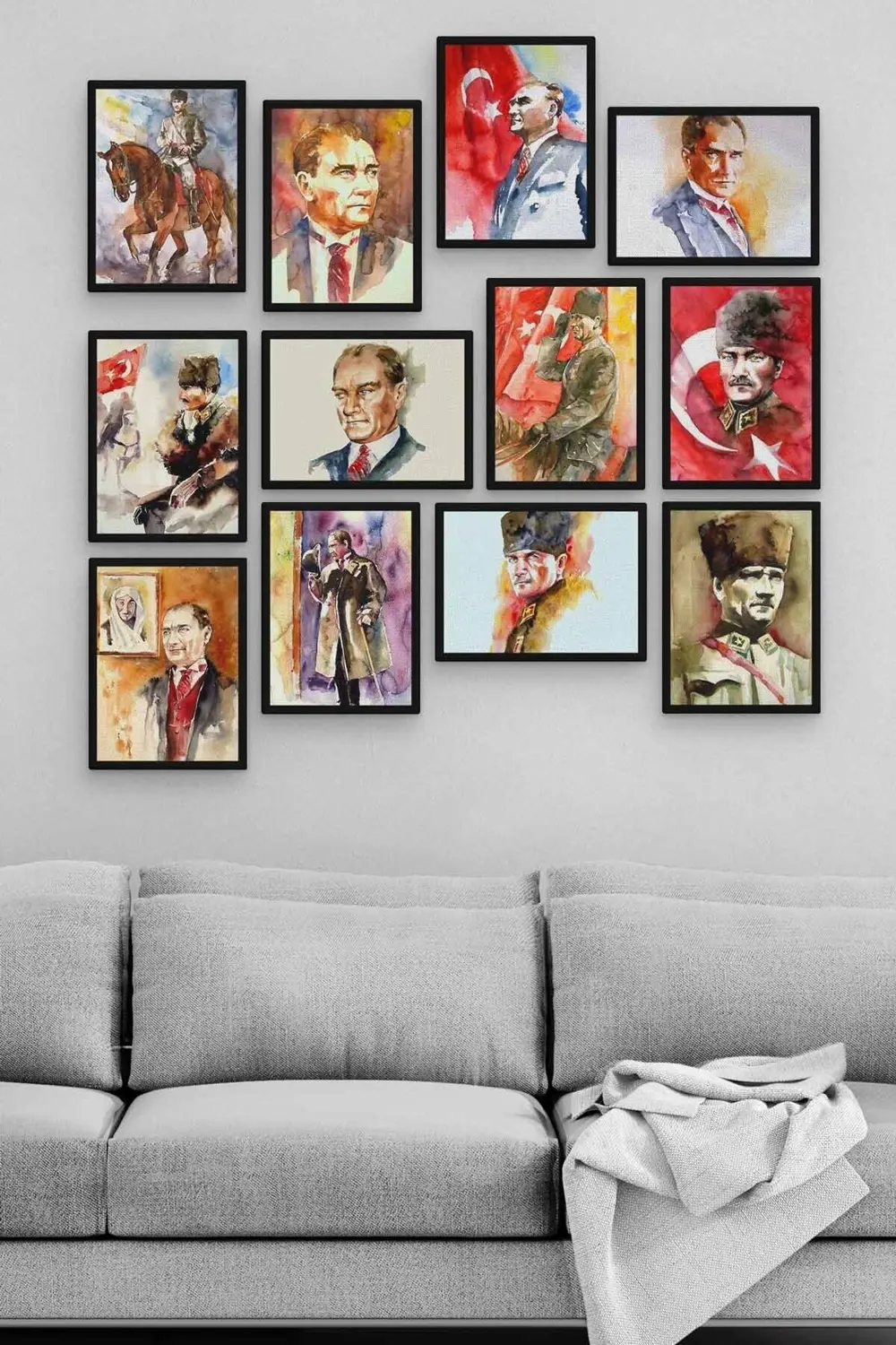 Mustafa Kemal Atatürk 12 Parça Ahşap Mdf Tablo Zlltb284