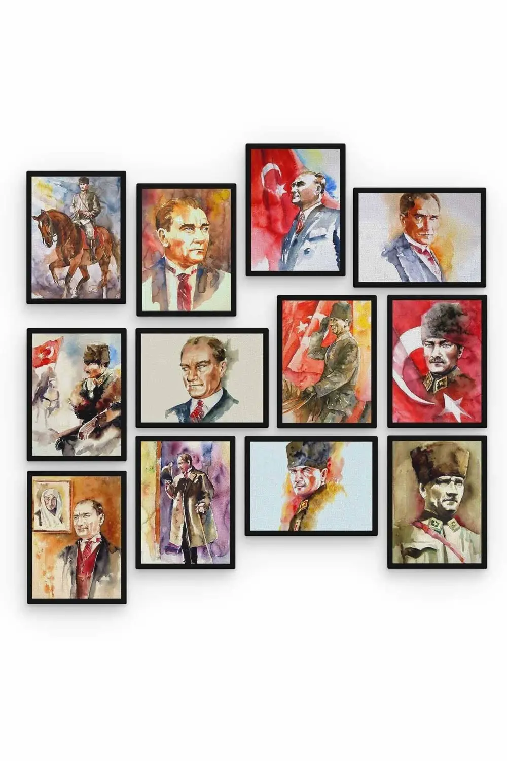 Mustafa Kemal Atatürk 12 Parça Ahşap Mdf Tablo Zlltb284