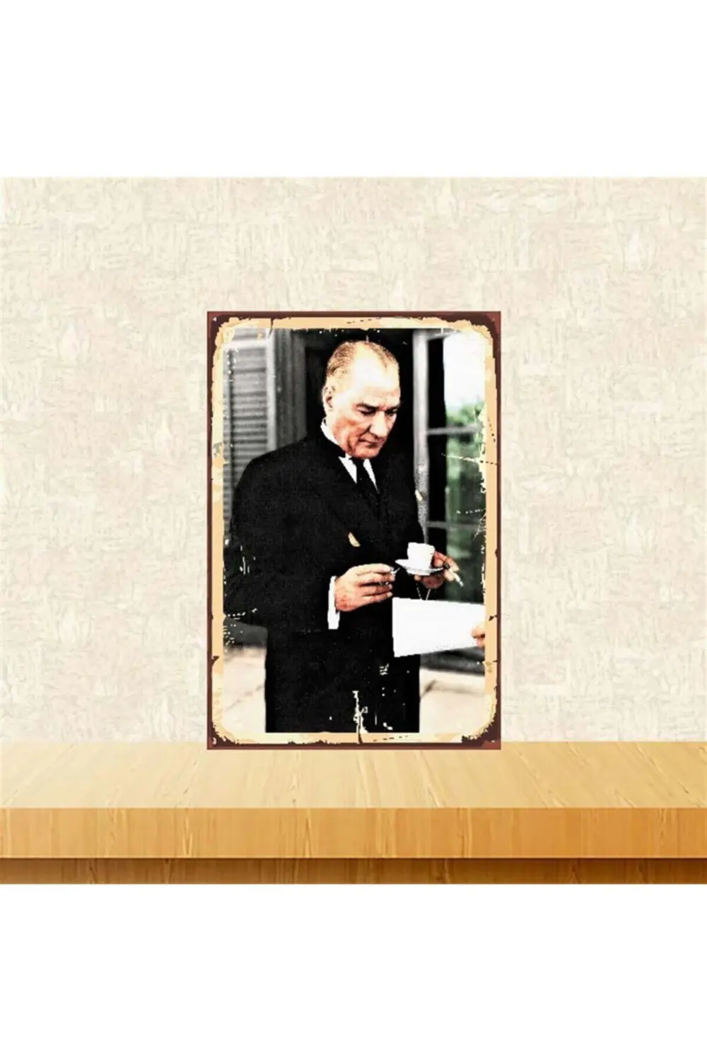 Mustafa Kemal Atatürk 20-30 cm Retro Ahşap Poster Tkfx3649