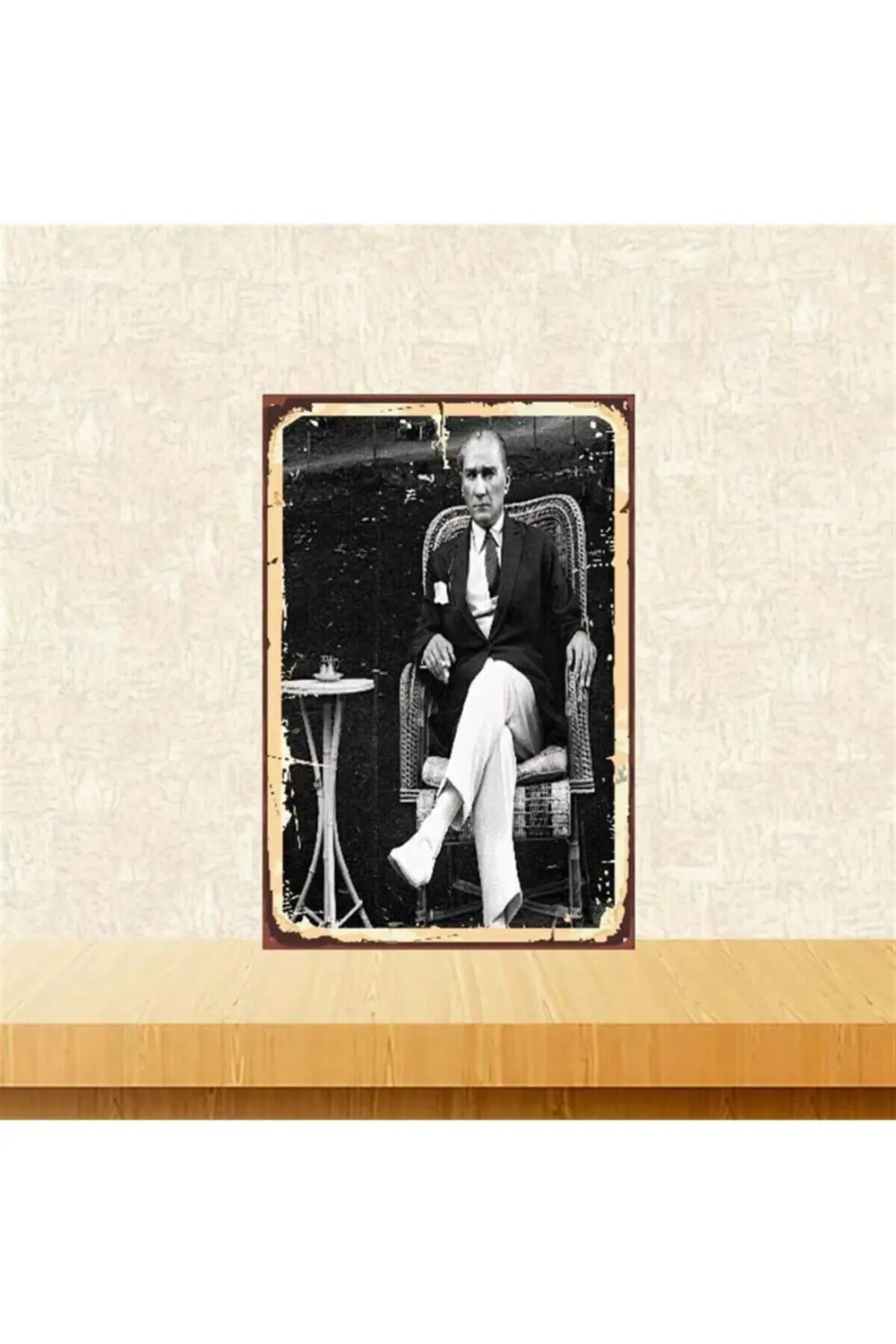 Mustafa Kemal Atatürk 20-30 Cm Retro Ahşap Poster Tkfx4006