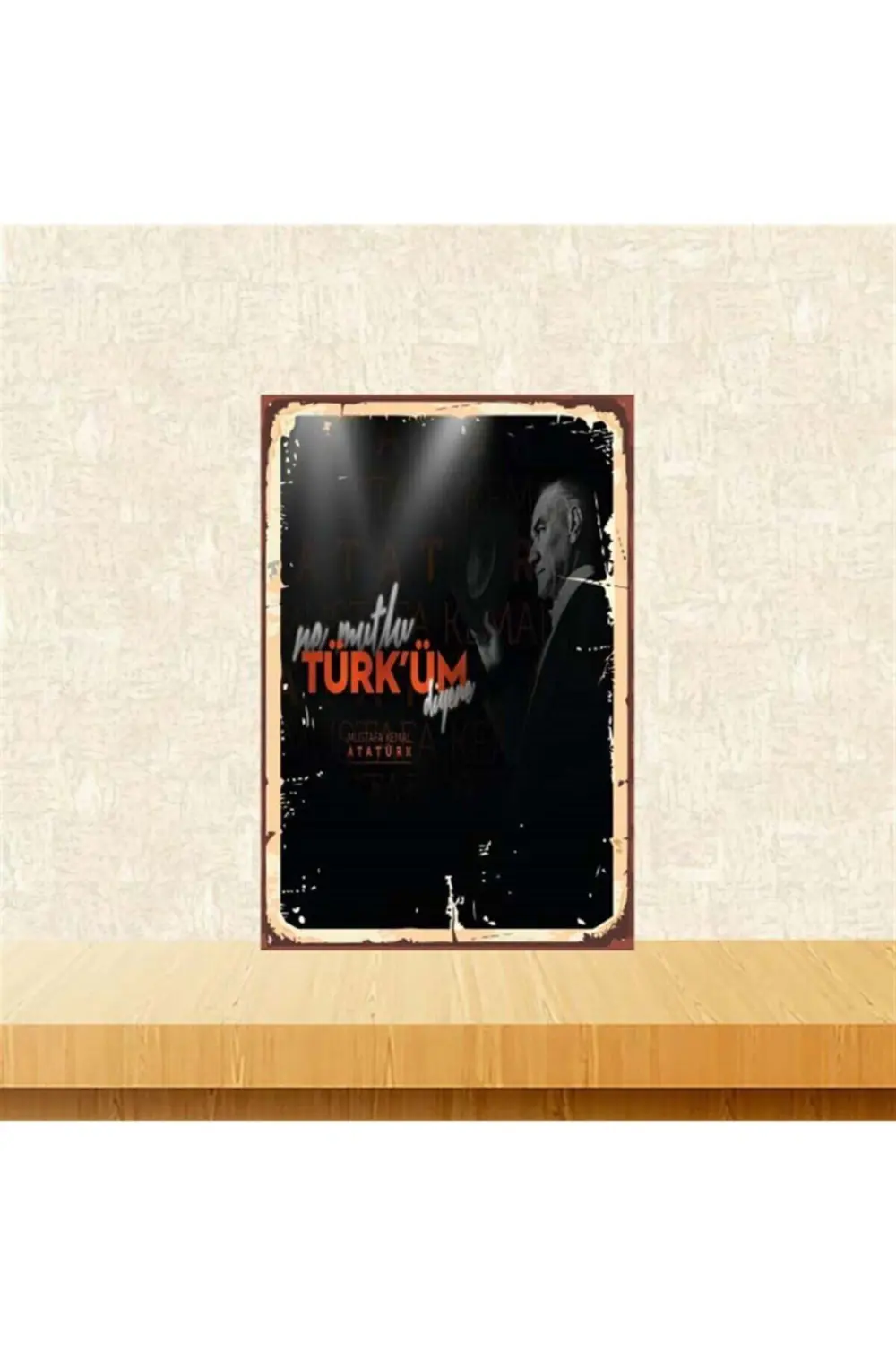 Mustafa Kemal Atatürk 20-30 cm Retro Ahşap Poster Tkfx4253