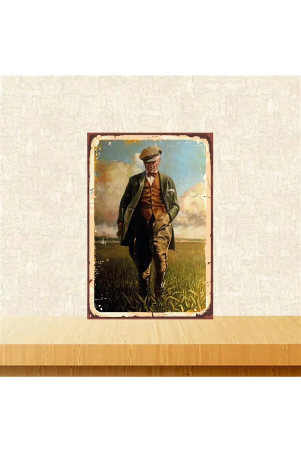 Mustafa Kemal Atatürk 20-30 Cm Retro Ahşap Tablo Tkfx4625