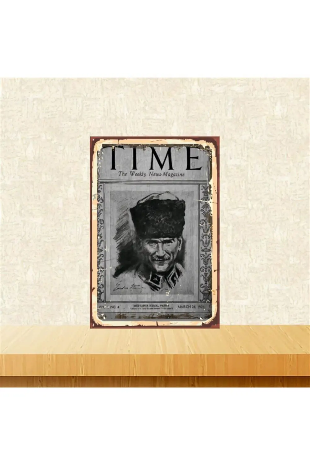 Mustafa Kemal Atatürk 20-30 cm Retro Ahşap Tablo
