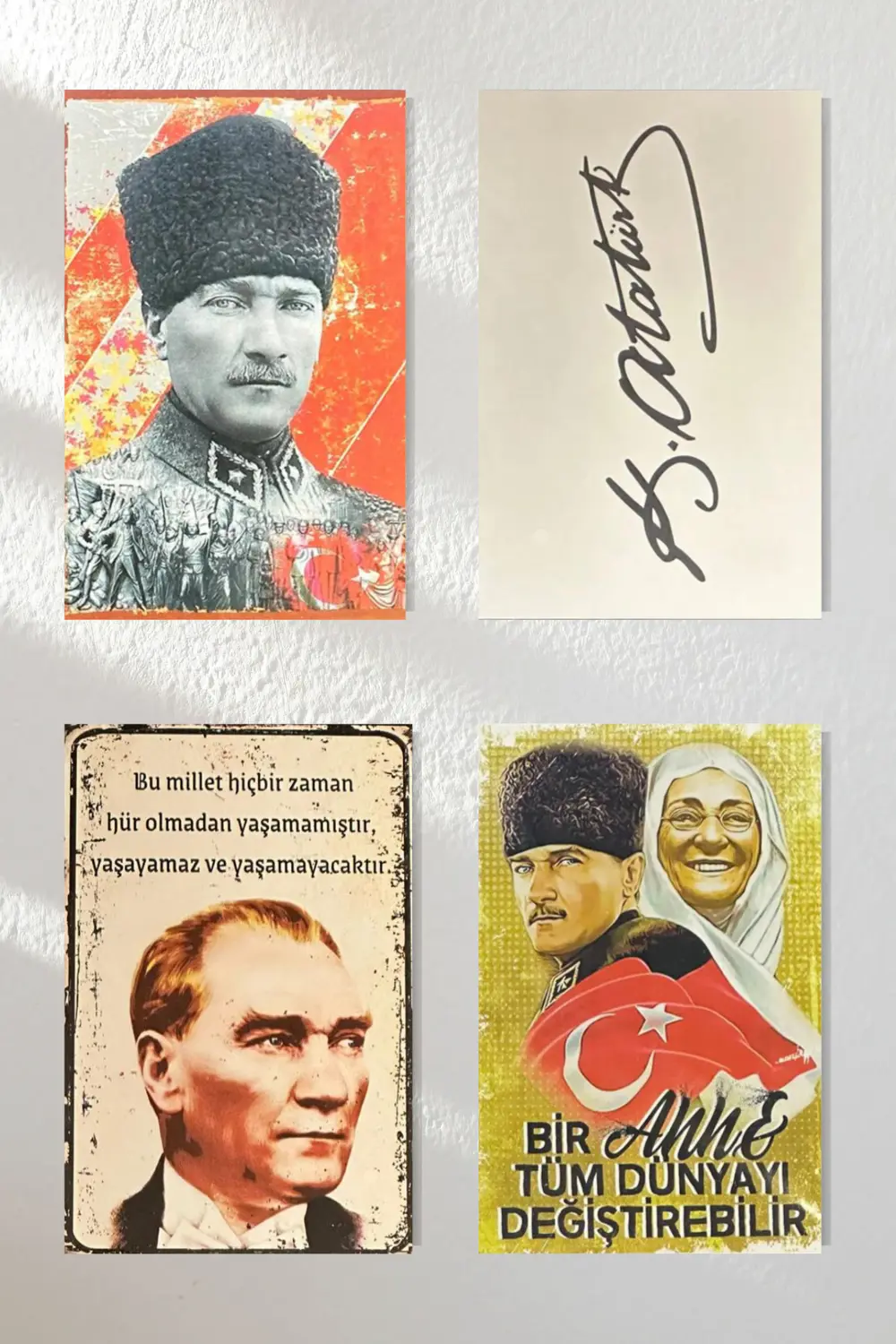 "mustafa Kemal Atatürk" Ahşap Poster Dörtlü Set 20*15 Cm