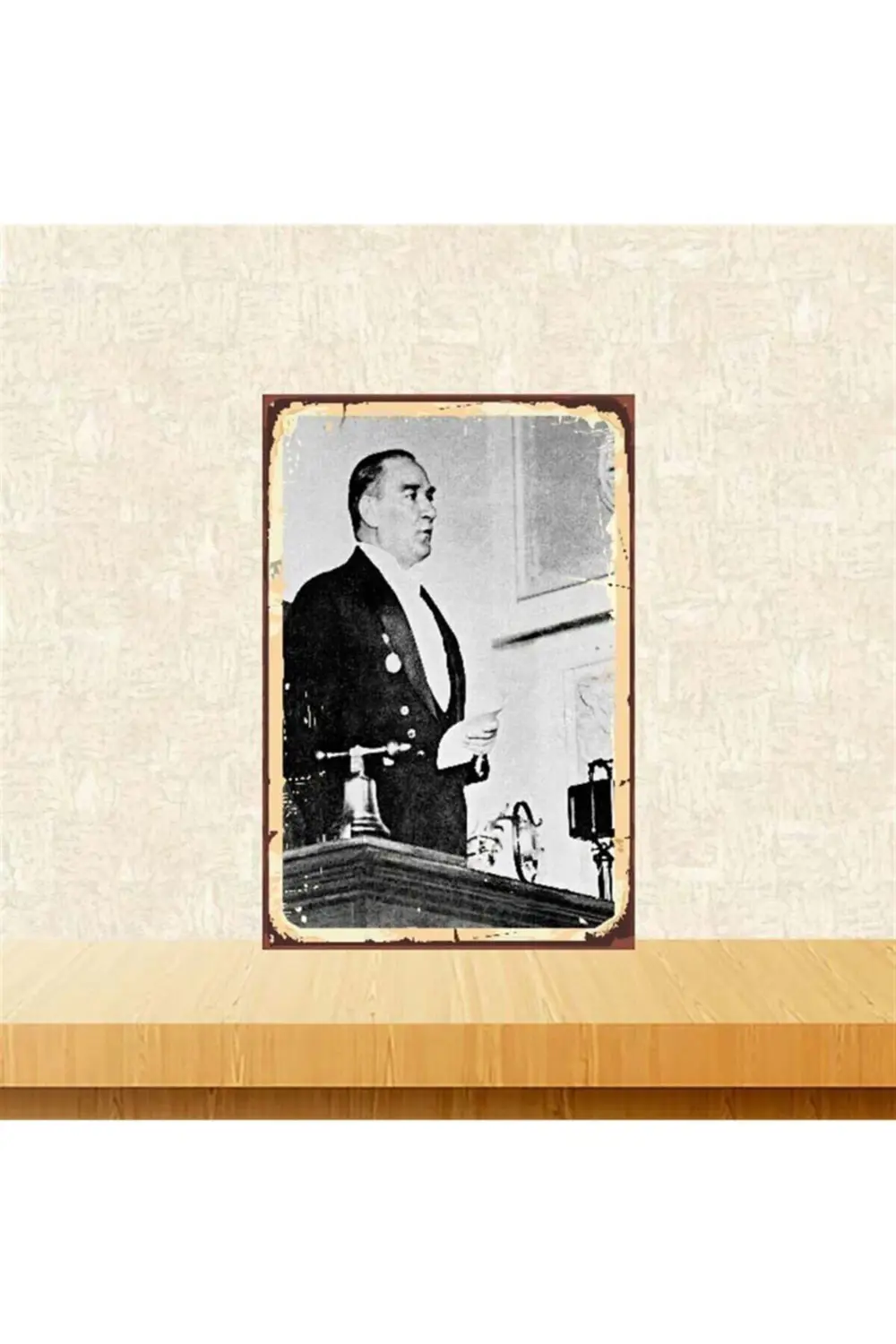 Mustafa Kemal Atatürk Retro Ahşap Poster 20-30 cmTkfx3899