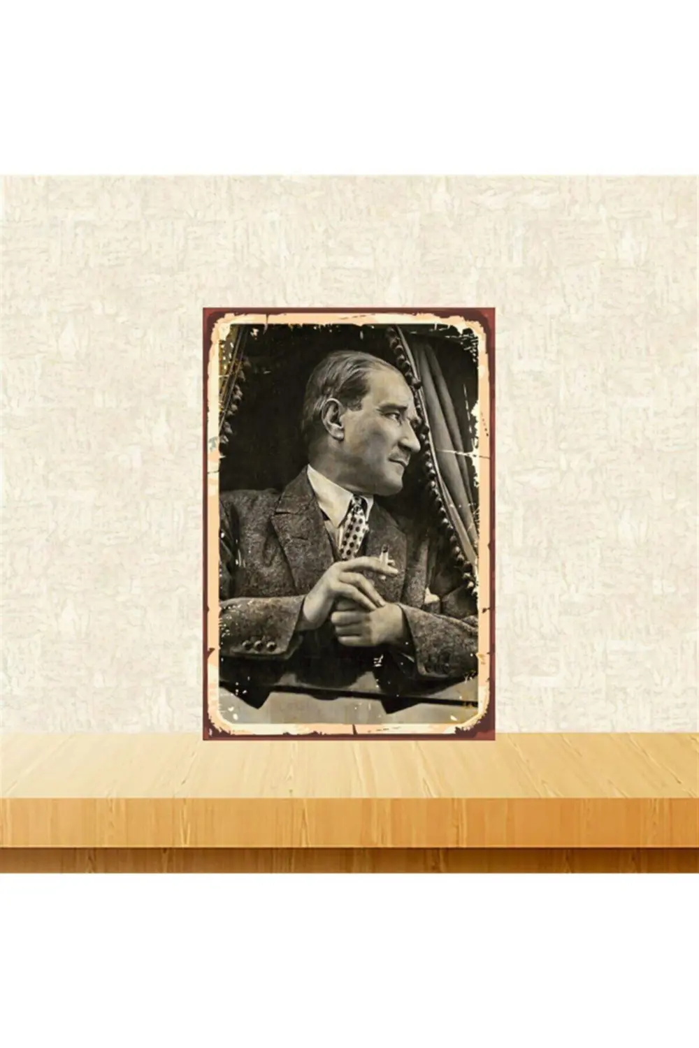 Mustafa Kemal Atatürk Retro Ahşap Tablo 20x30 cm Tkfx4618