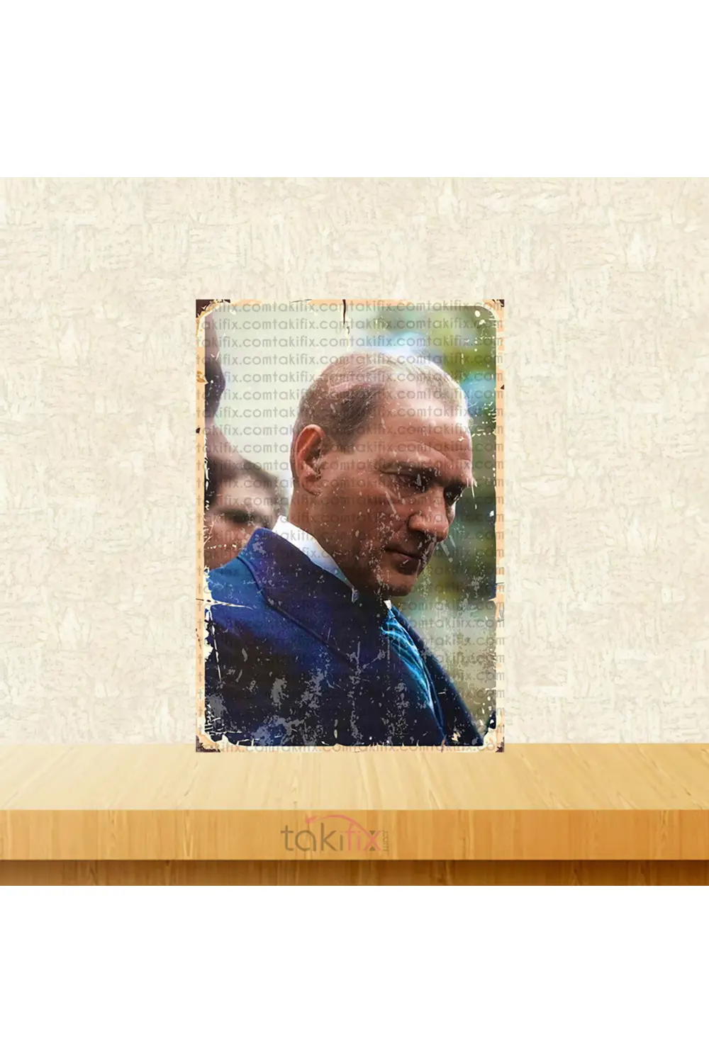 Mustafa Kemal Atatürk Tasarımlı 20x30 Cm Retro Ahşap Tablo