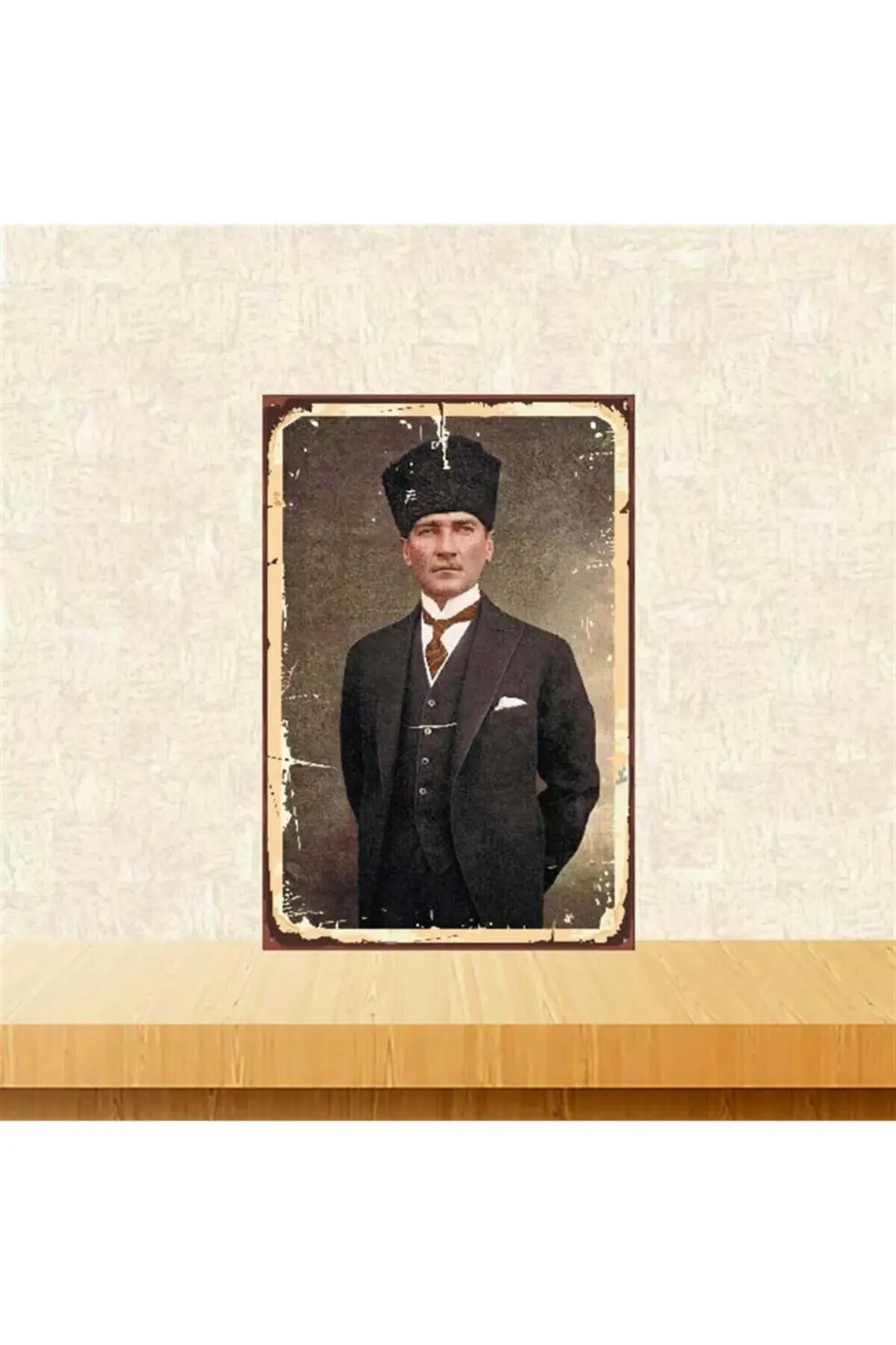 Mustafa Kemal Atatürk Temalı Retro Ahşap Tablo Tkfx4000 20 30 cm