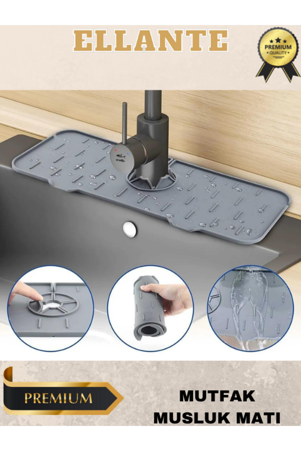 Mutfak Banyo Lavabo Kenarı Silikon Matı Silikon Musluk Su Sıçrama