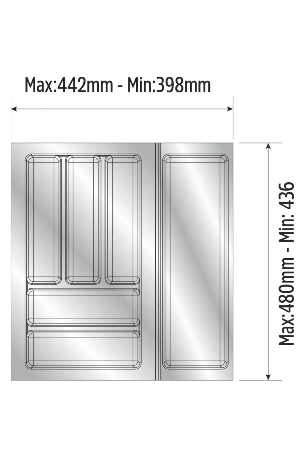 Mutfak Çekmece Içi Düzenleyici, Kaşıklık 44Cm X 48Cm Yanlar Ve Bo