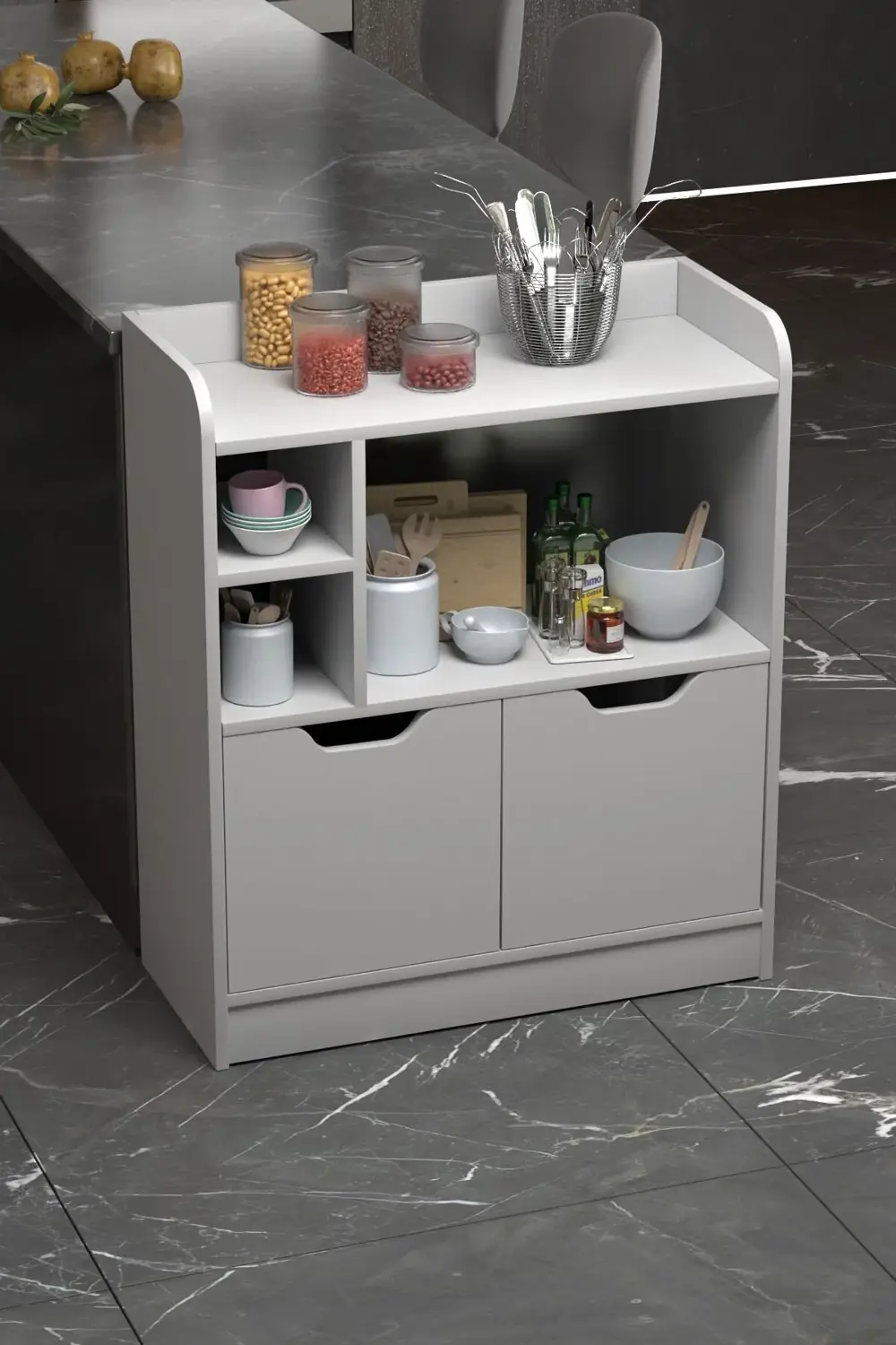 MUTFAK DOLABI ÇOK AMAÇLI FIRIN DOLABI 2 KAPAKLI RAFLI KAHVE KÖŞES