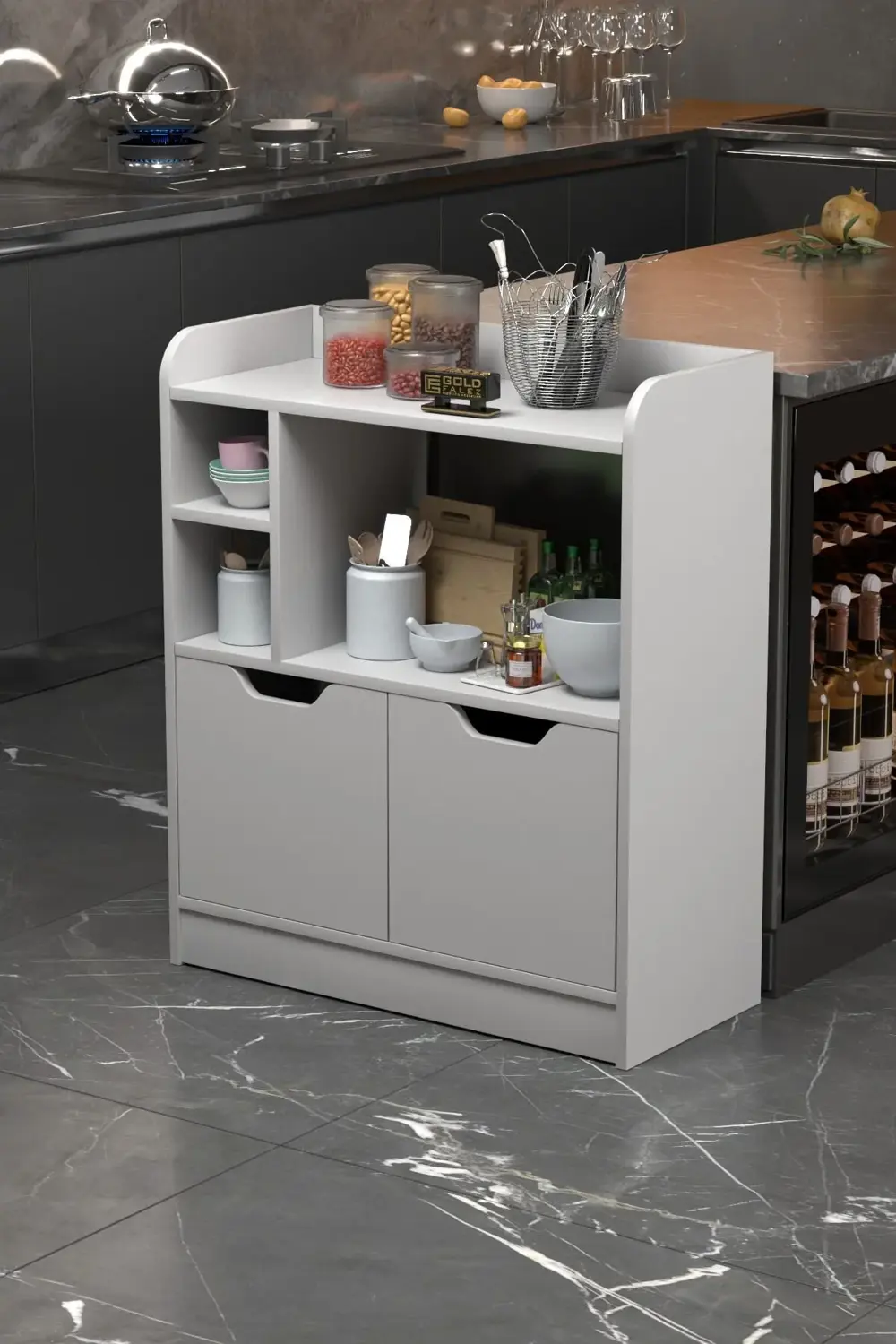 MUTFAK DOLABI ÇOK AMAÇLI FIRIN DOLABI 2 KAPAKLI RAFLI KAHVE KÖŞES