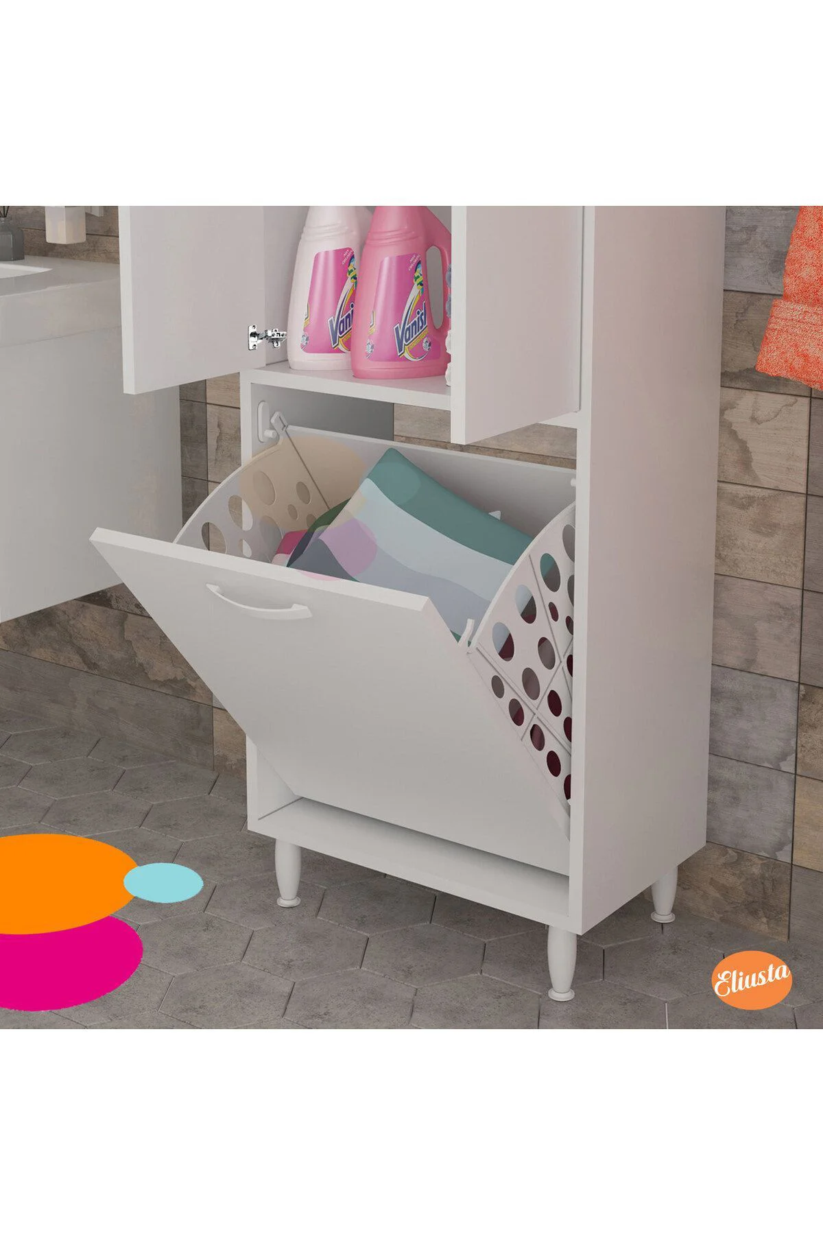 Mutfak Dolabı Kirli Camasır Dolabı Sepetli Banyo Dolabı Havlu Dol