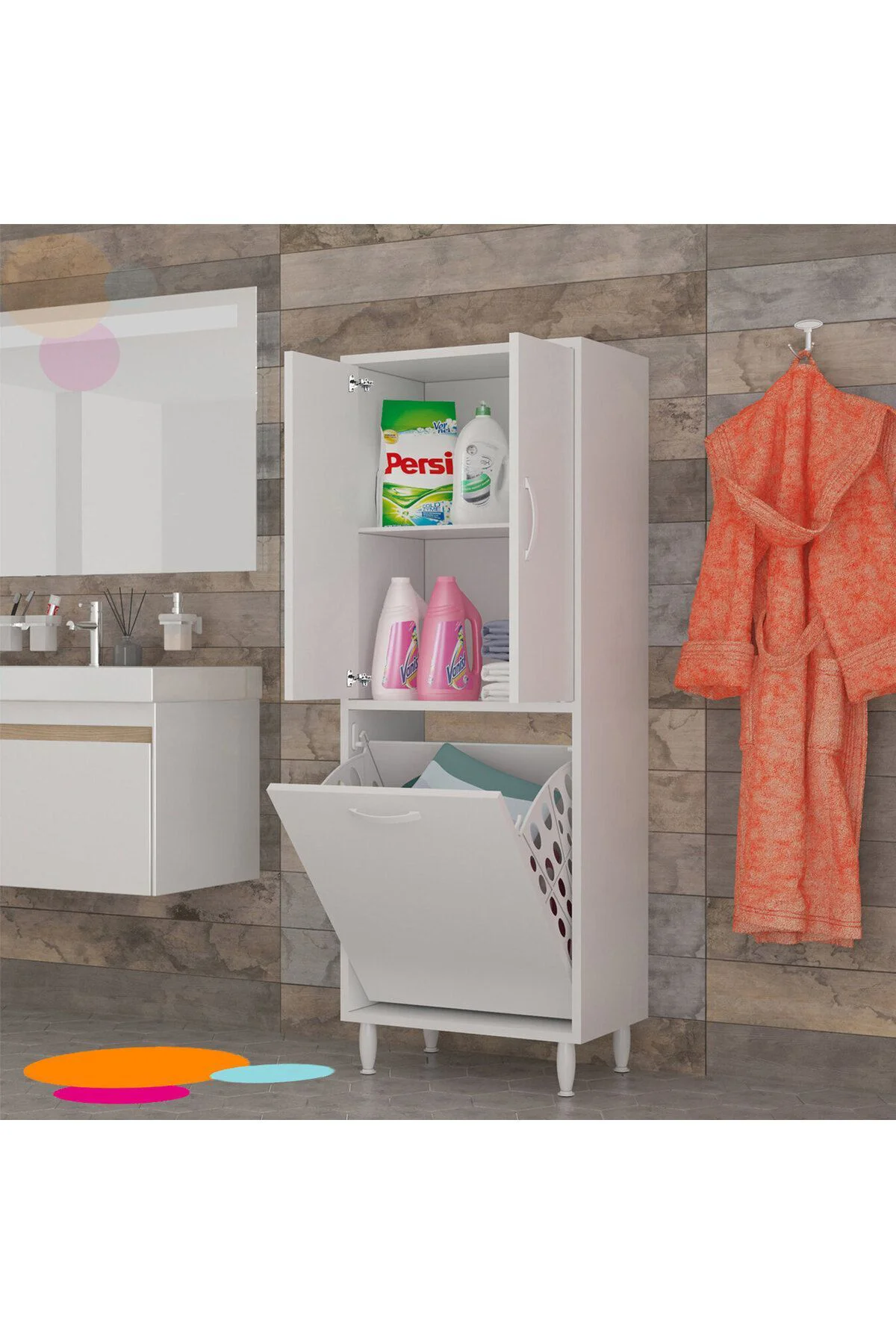 Mutfak Dolabı Kirli Camasır Dolabı Sepetli Banyo Dolabı Havlu Dol