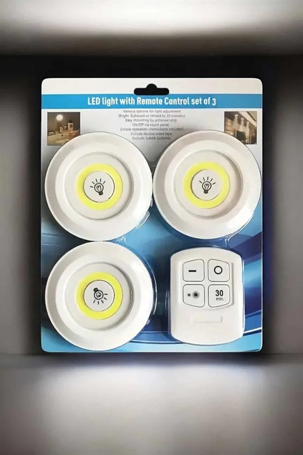 Mutfak Dolap Altı Işığı Uzaktan Kumandalı Yapışkanlı Kablosuz Pil