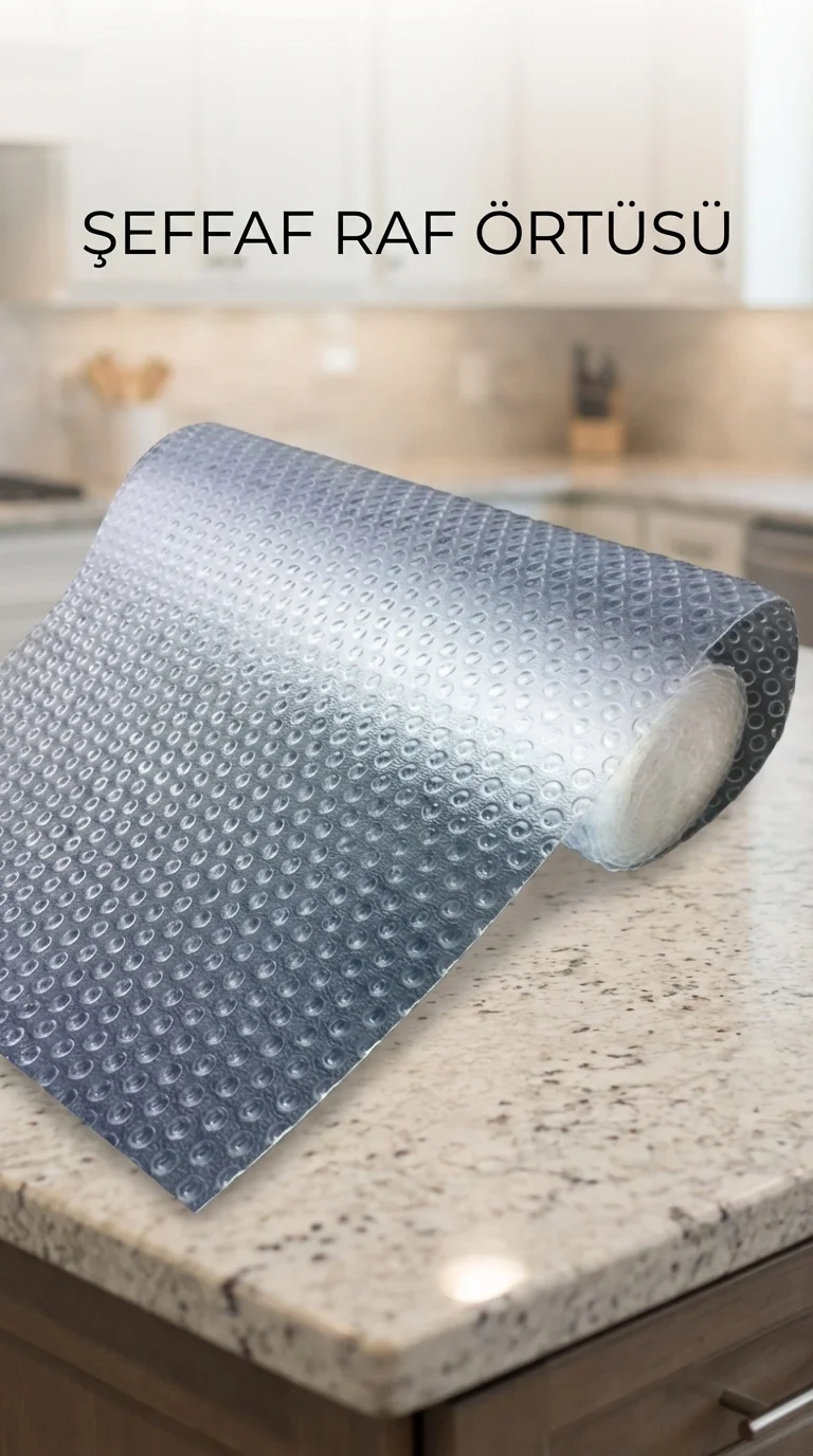 Mutfak Dolap İçi Kaydırmaz Şeffaf Raflık Örtüsü 45x300 cm Pvc Kor