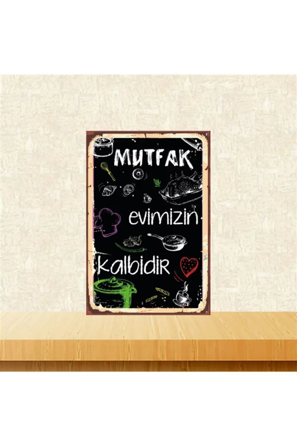 Mutfak Evimizin Kalbidir 20-30 cm Retro Ahşap Tablo Tkfx5884