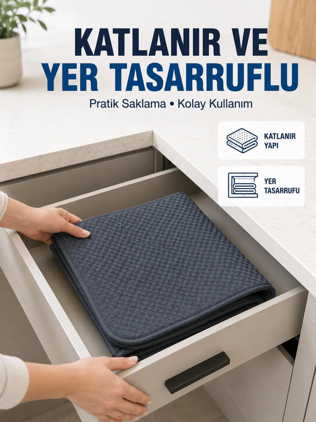 Mutfak İçin Su Emici Kurutma Matı Bardak, Tabak ve Kase Kurutma Matı