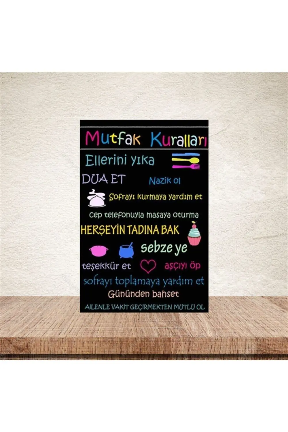 Mutfak Kuralları Retro Ahşap Poster