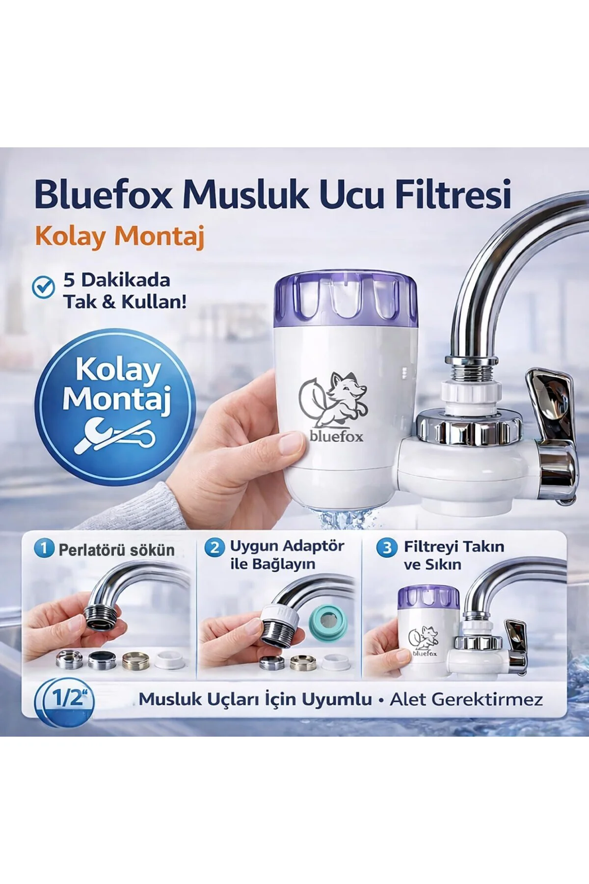 Mutfak Musluk Ucu Su Arıtma (Ver. II) - Klor ve Kireç Azaltıcı, O
