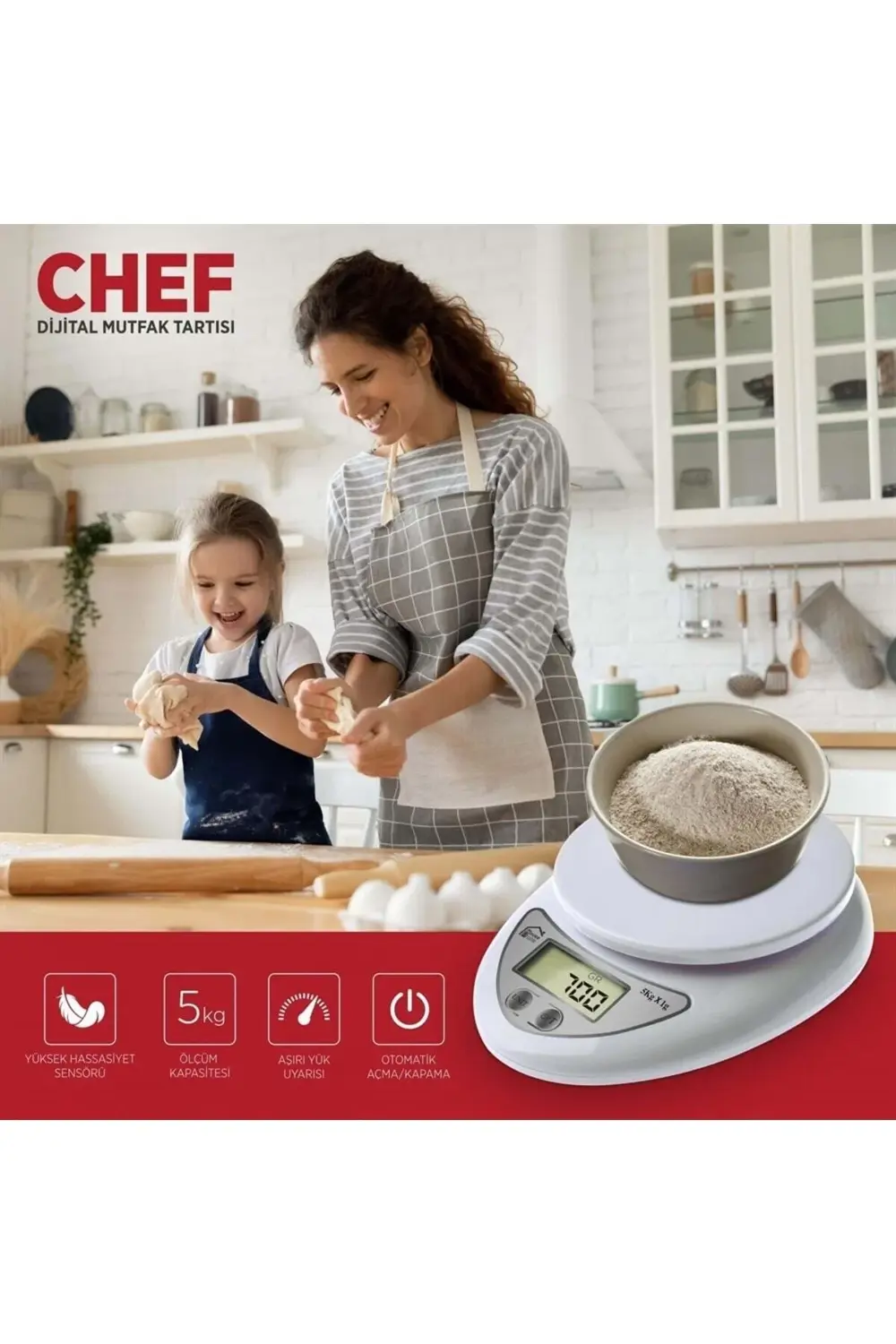 Mutfak Tartısı Dijital Akıllı HP05 Beyaz