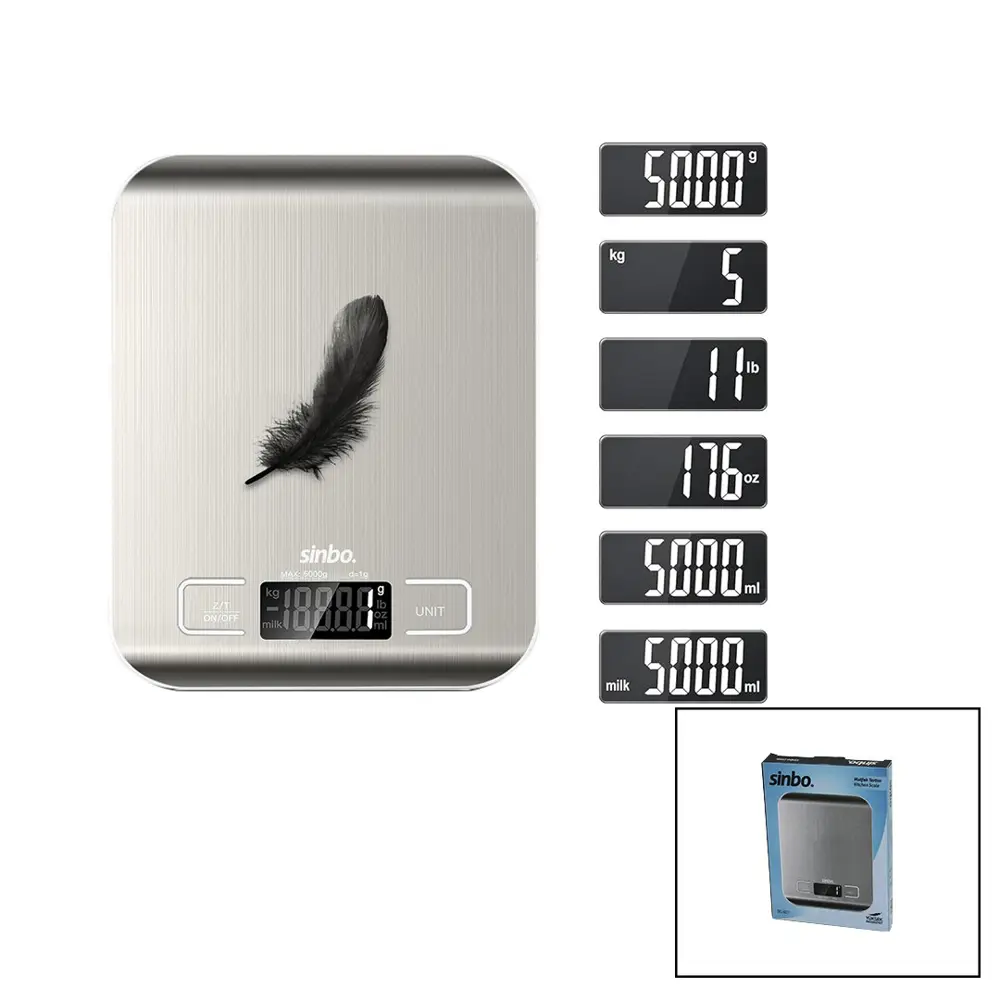 MUTFAK TARTISI TERAZİ İNOX LCD EKRAN 5KG/1GR PİLLİ=2X AAA PİL GR/