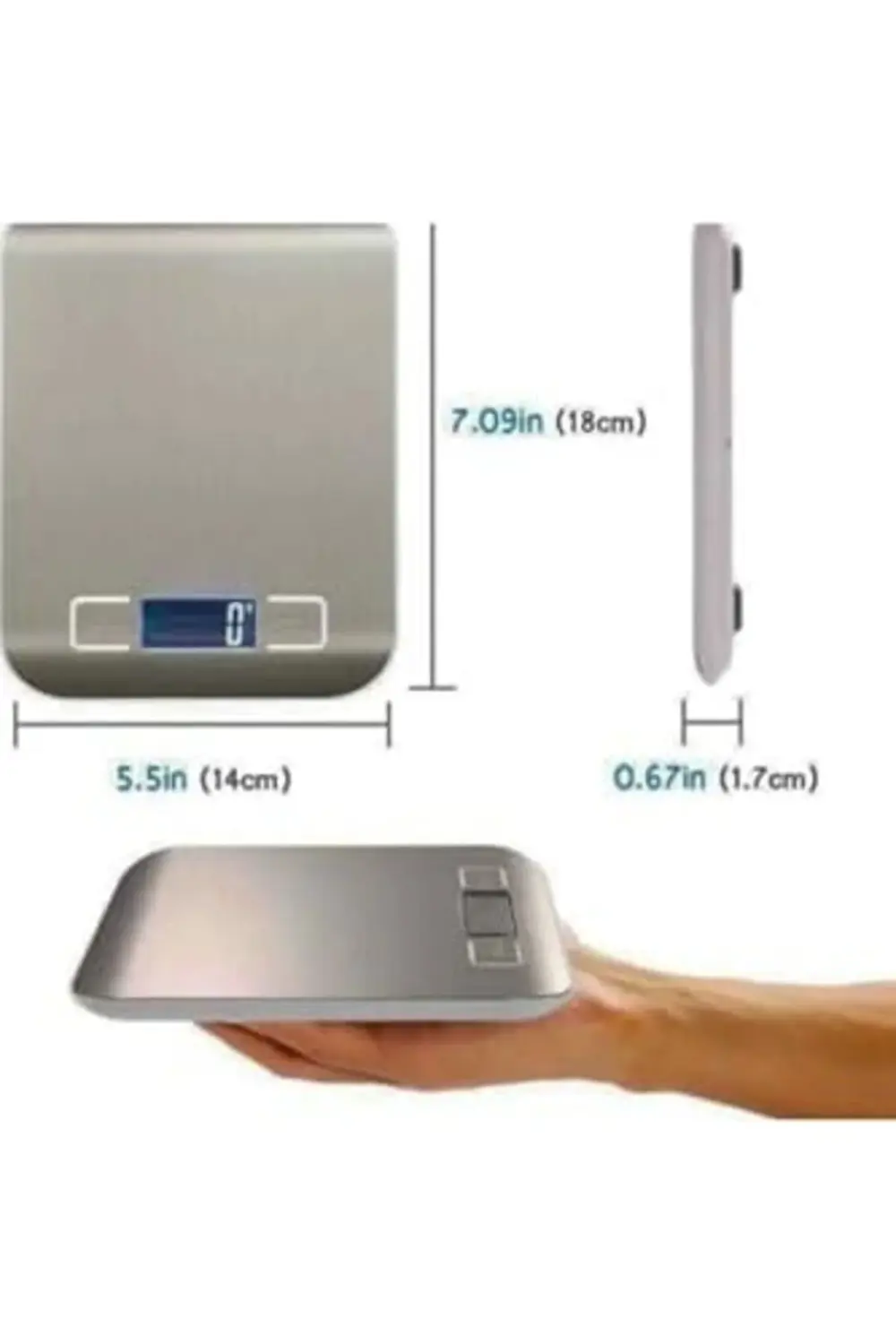 Mutfak Terazisi Paslanmaz Çelik Elektronik Lcd Ağırlık 5 Kg Ölçek