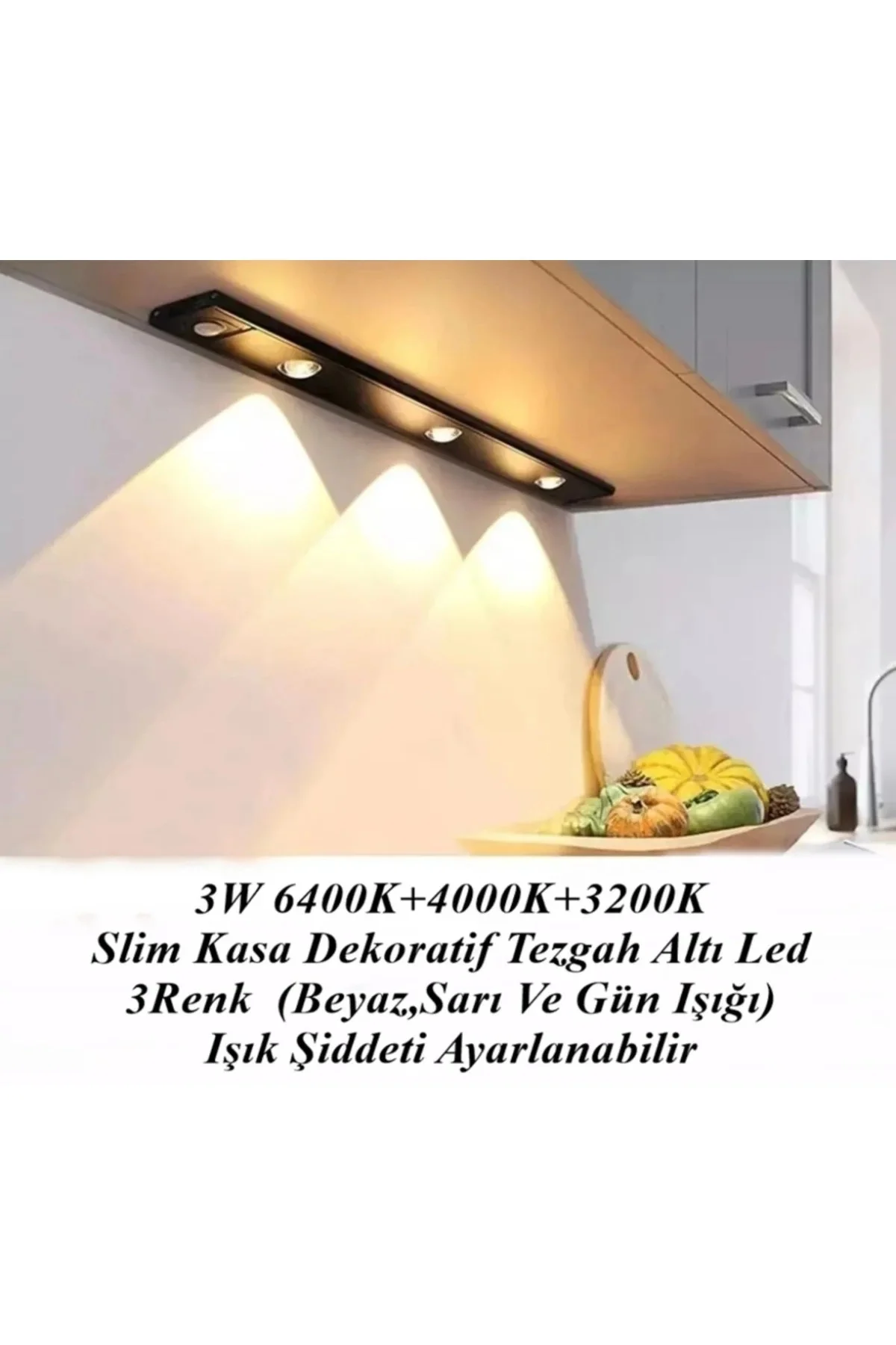 Mutfak Tezgah Altı Dekoratif Şarjlı Led Aydınlatma Armatür 40 Cm 