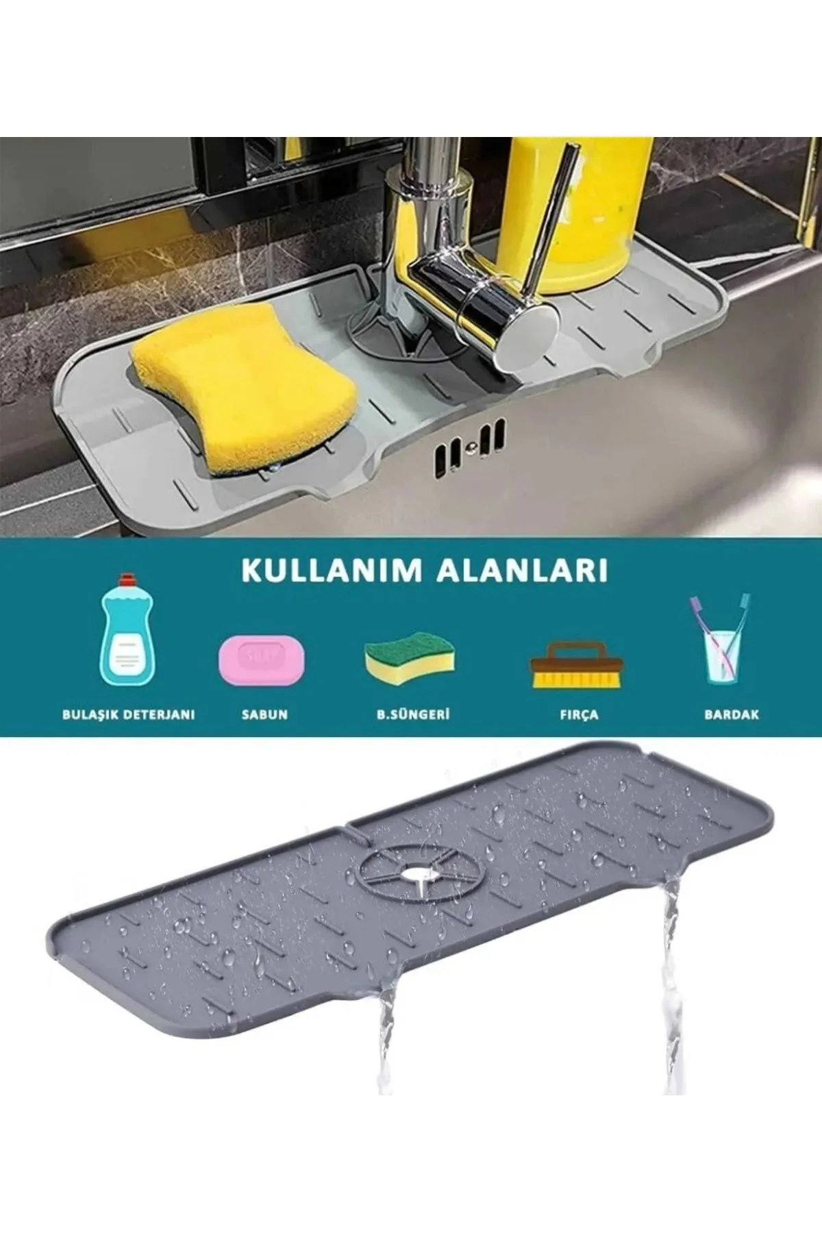 Mutfak ve Banyo İçin Musluk ve Batarya Matı Su Tutucu