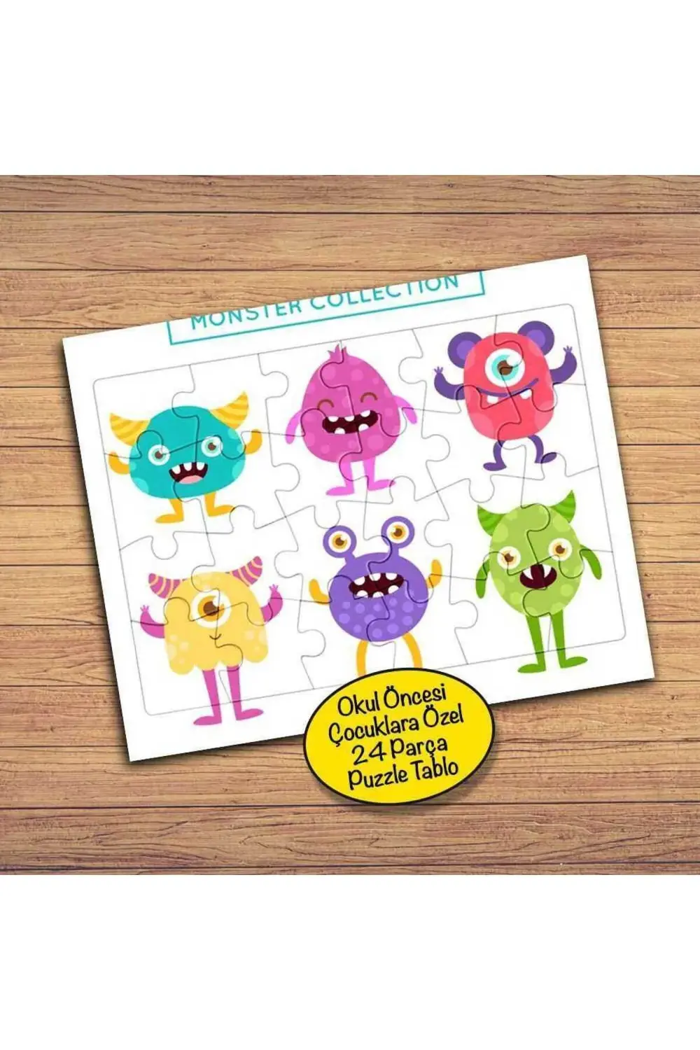 Mutlu Canavarlar 24 Parça Çocuklara Özel Yapboz Tablo-2147774233