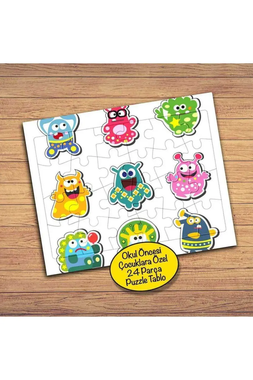 Mutlu Canavarlar 24 Parça Çocuklara Özel Yapboz Tablo-1284-3368