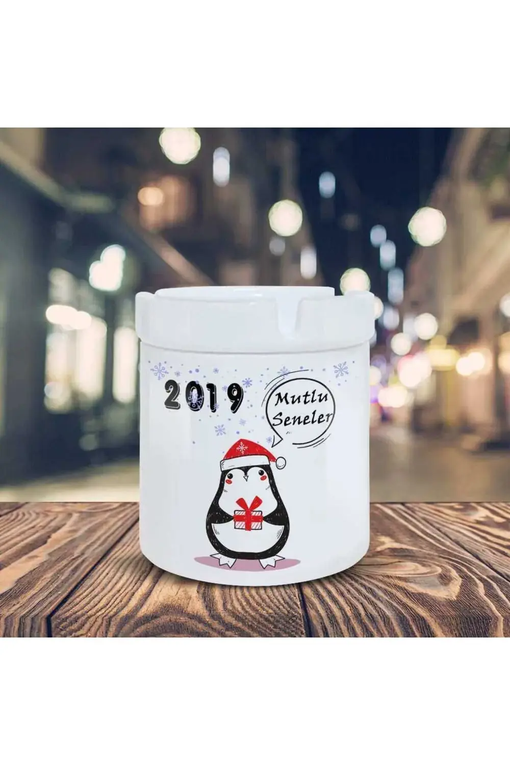 Mutlu Seneler Dileyen Peguen Baskılı Küllük Seramik Kül Tablası