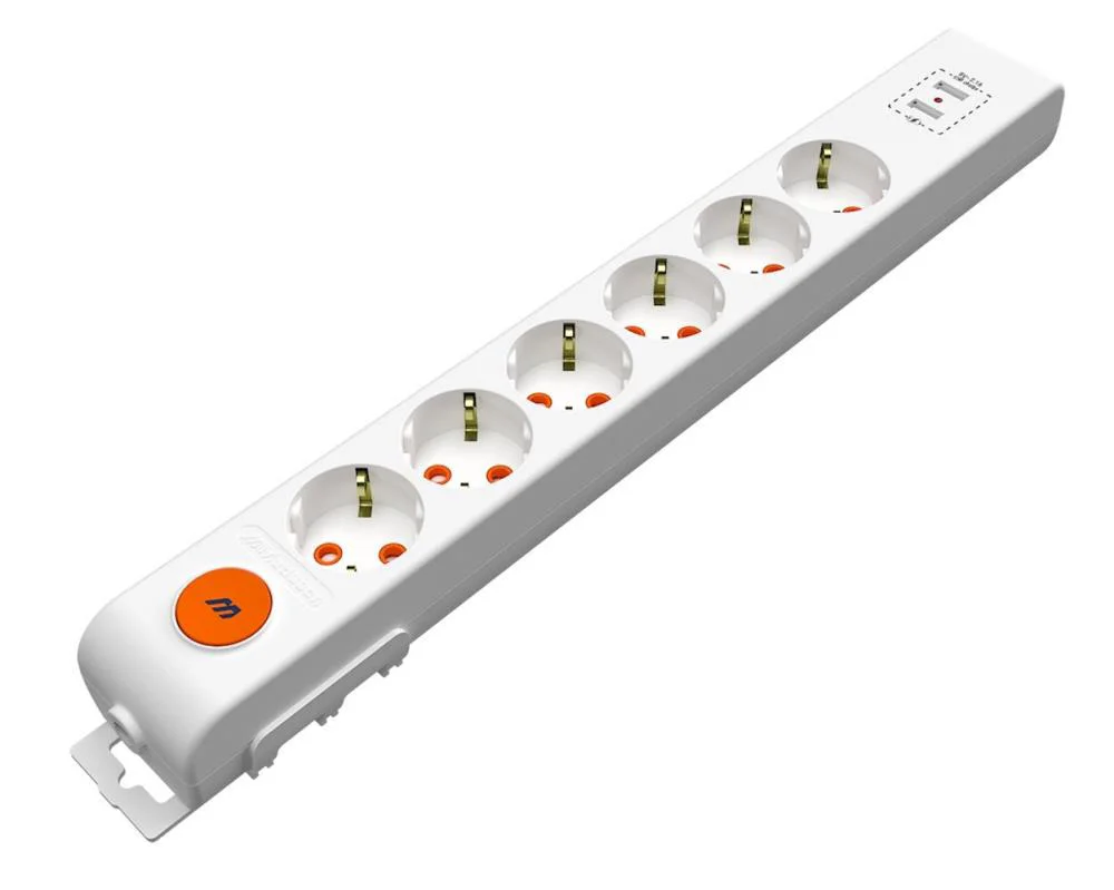 Mutlusan Rı-Tech 6lı Anahtarlı 2Usb Klemensli Topraklı  Grup Priz