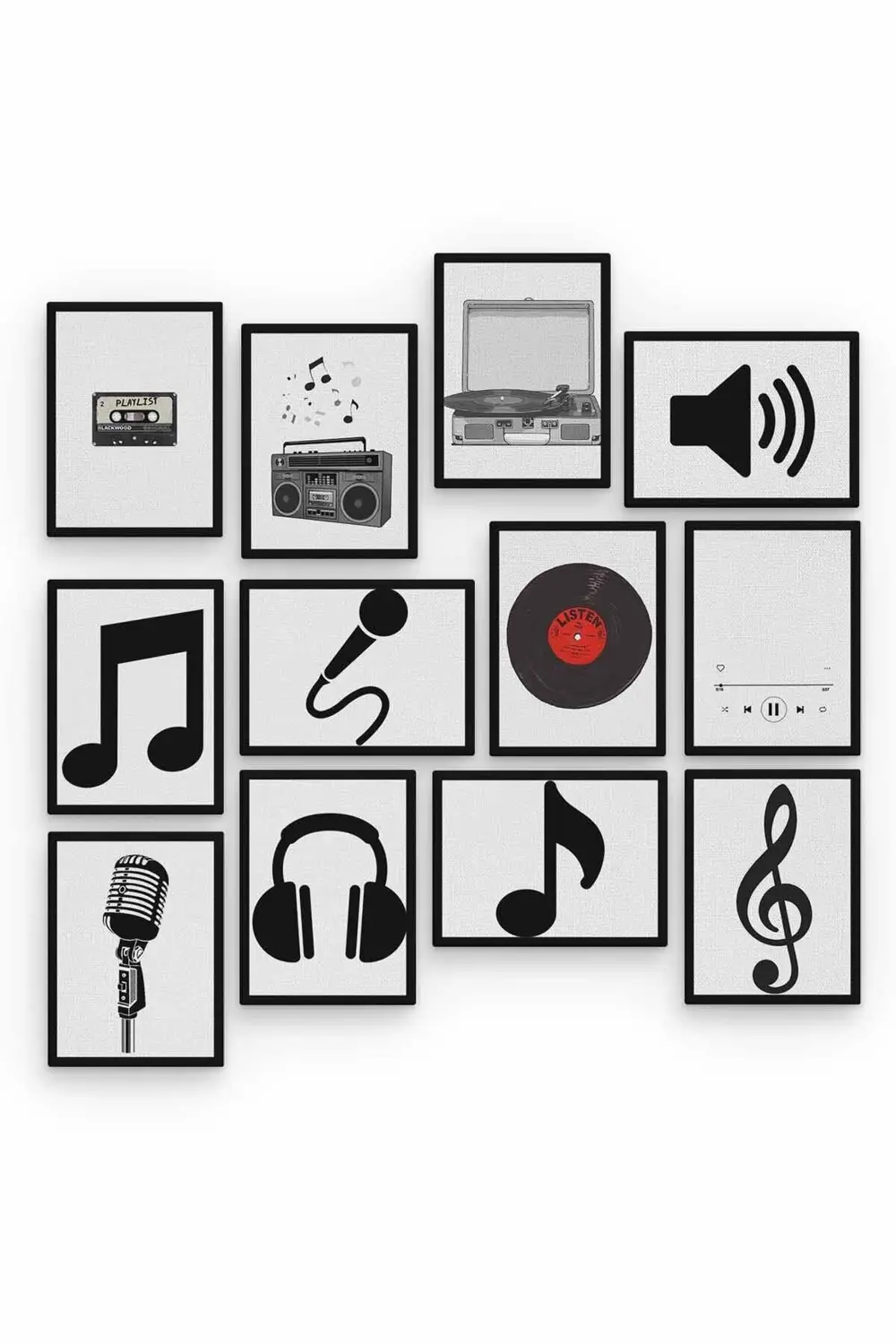 Müzik 12 Parça Ahşap Mdf Tablo Zlltb195