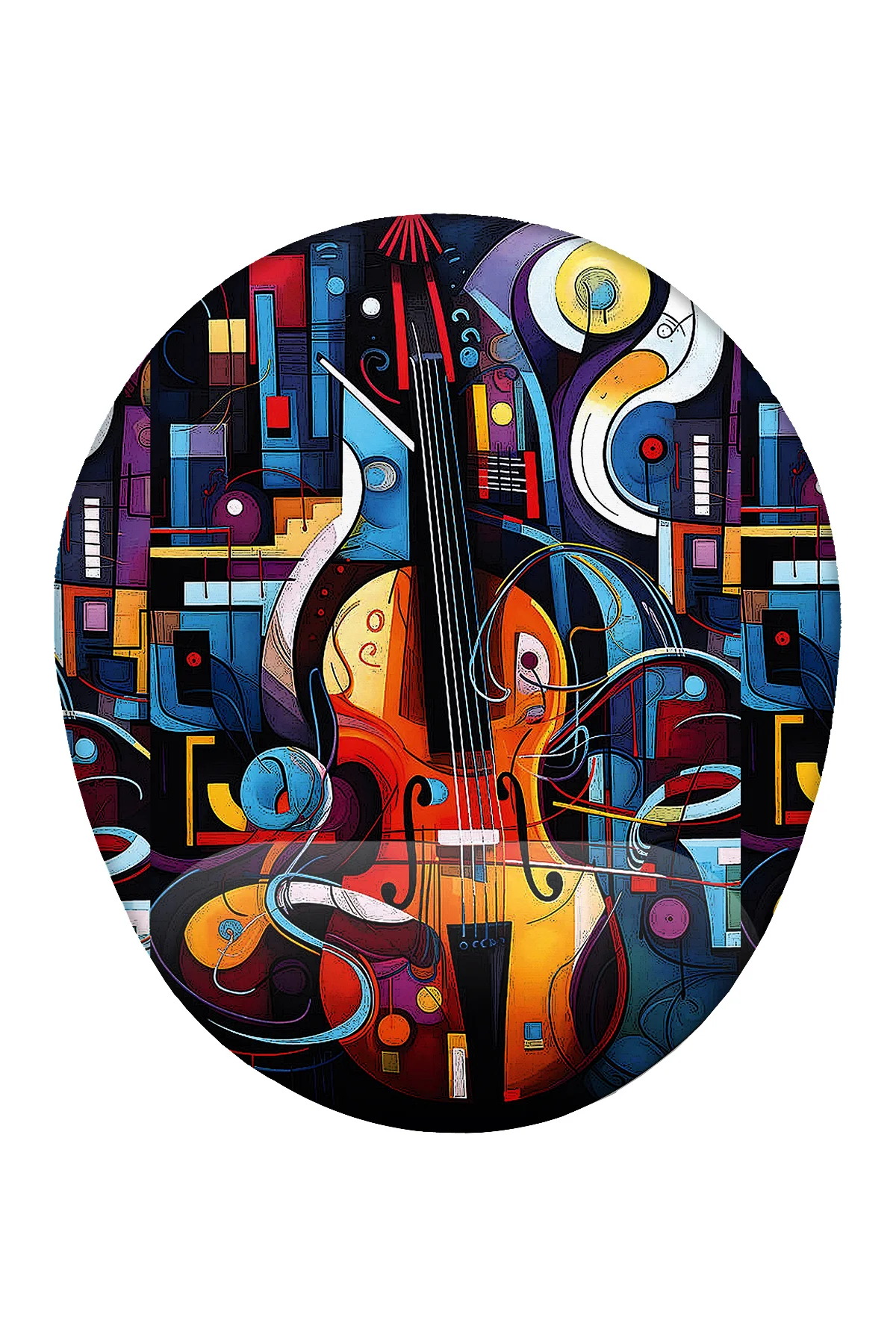 Müzik Keman Temalı Bilek Destekli Mouse Pad Ergonomik Kaymaz Taba