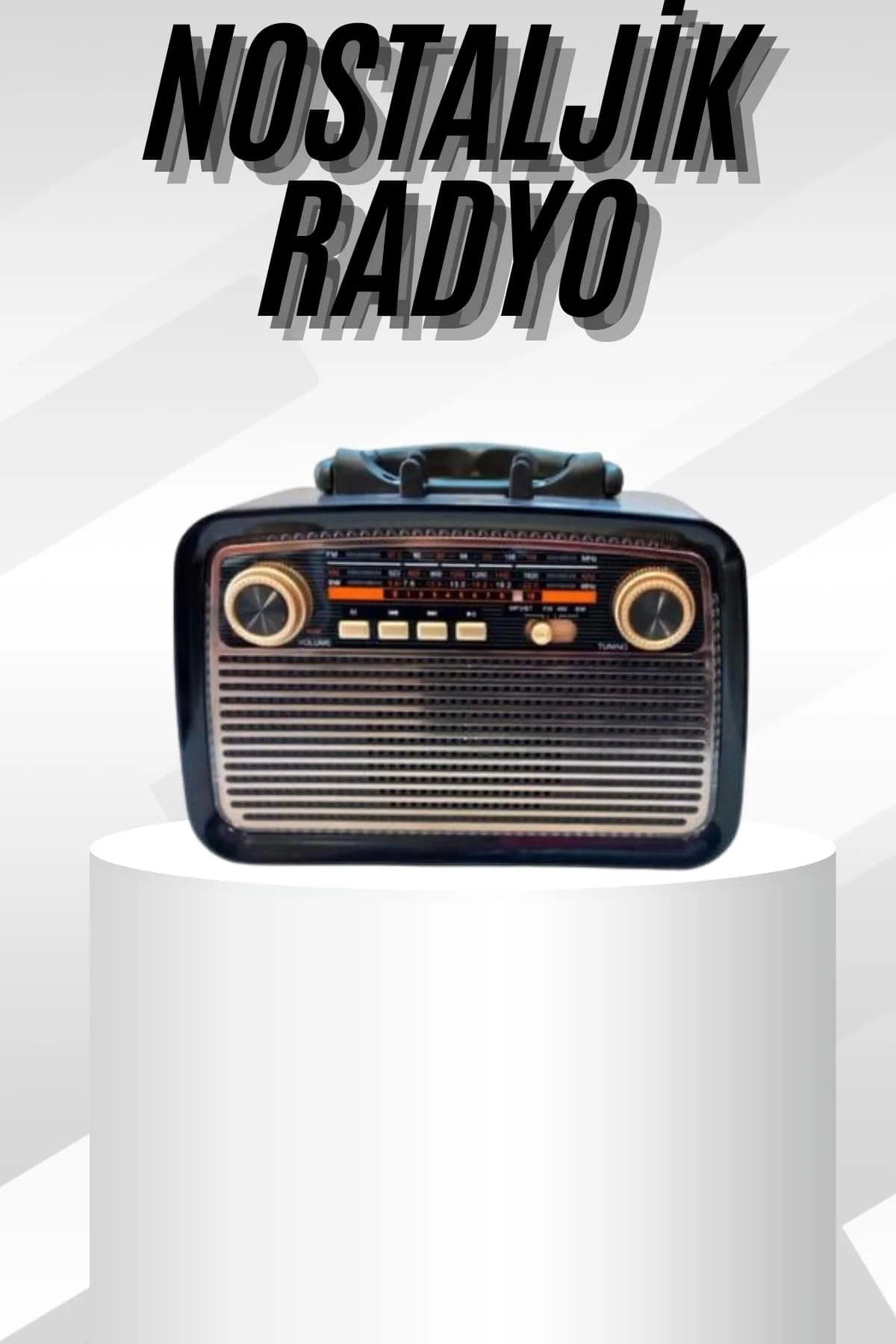 Müzik Kutusu Bluetooth Bağlantılı El Fenerli Nostaljik Tasarım Ra