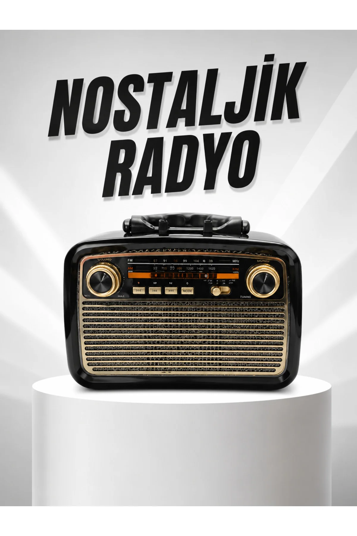 Müzik Kutusu Bluetooth Bağlantılı El Fenerli Nostaljik Tasarım Ra