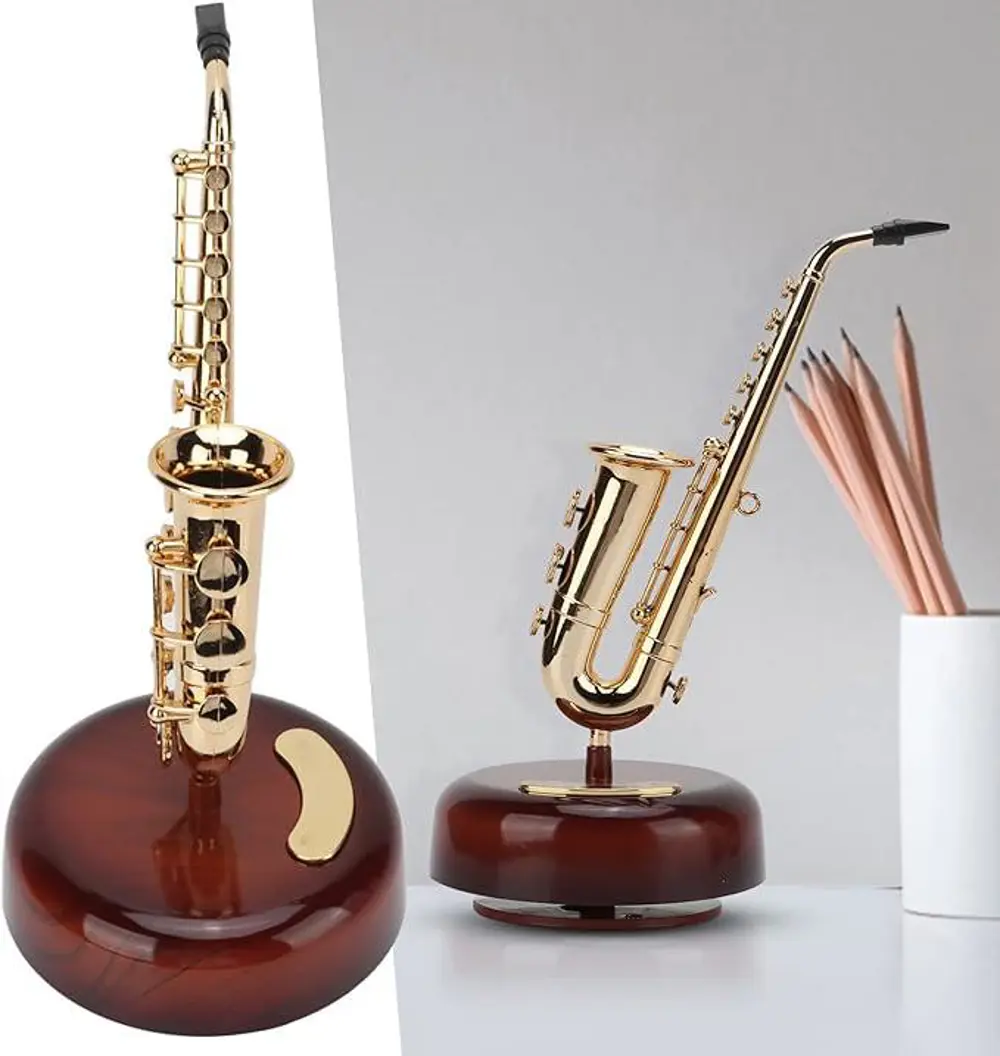 Müzik Kutusu Saksafon Kurmalı Müzik Kutusu Dekoratif Müzik Kutusu