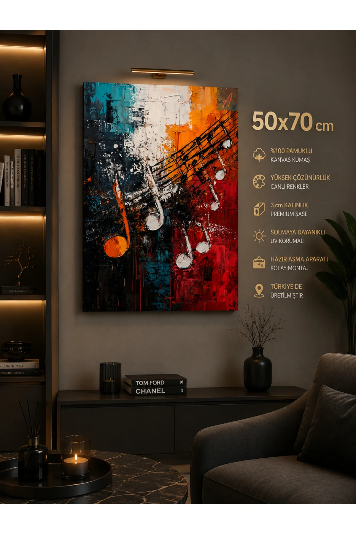 Müzik Notaları Kanvas Tablo 50x70 cm | Modern Soyut Müzik Temalı Dekoratif Duvar Tablosu Fiyatı, Yorumları ve Özellikleri