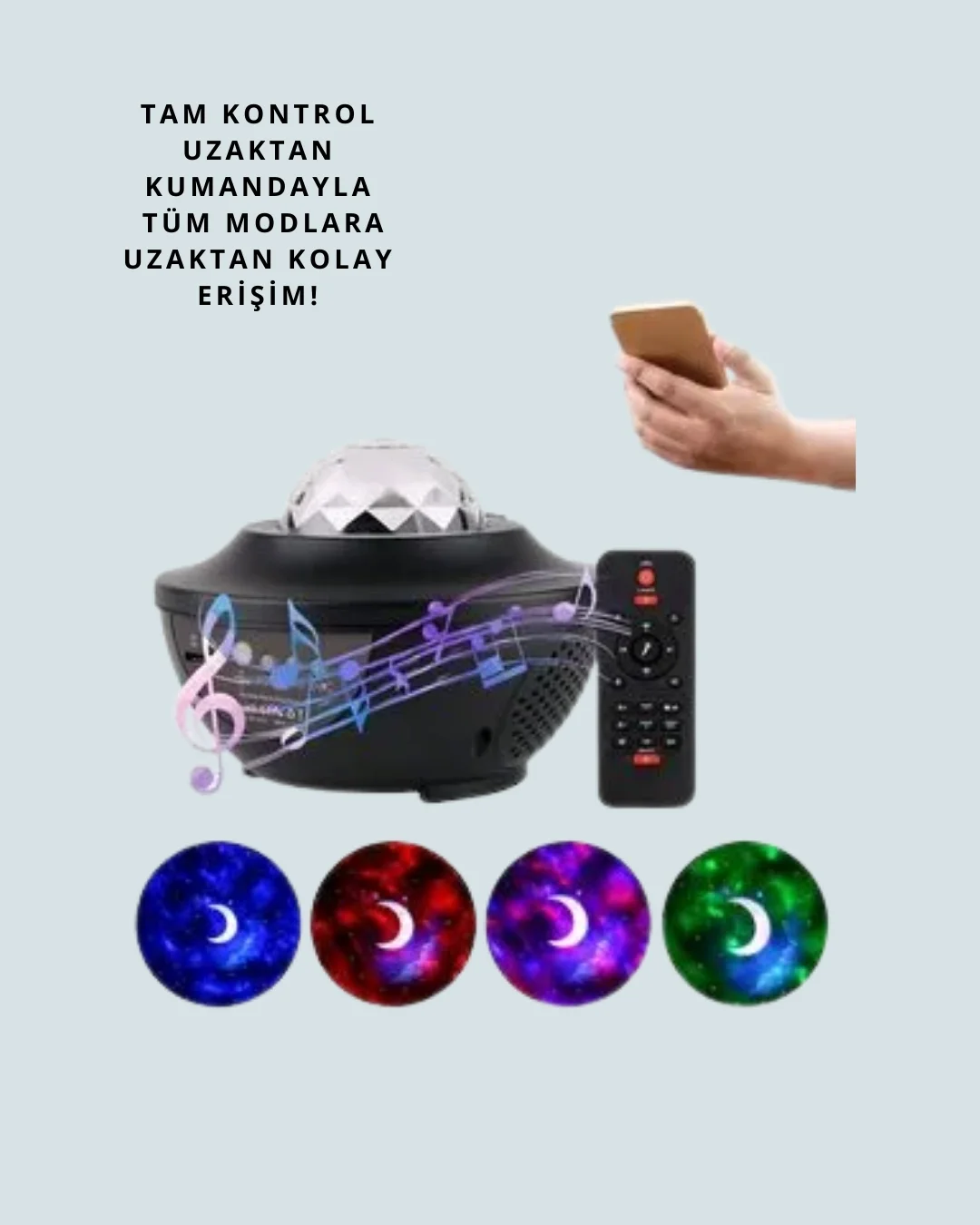 Müzik Ritimli Işık Değişimi &amp; Dönen Dalga Efekti – Galaxy Projektör