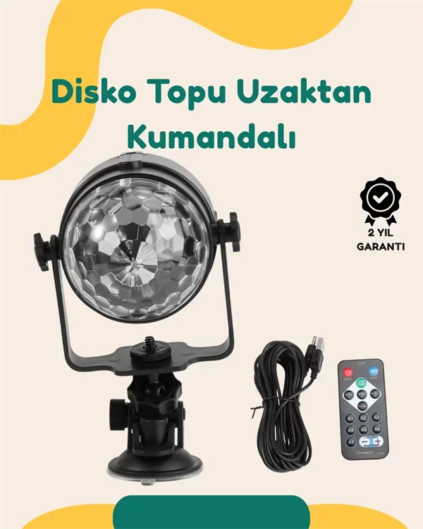 Müzik Ritmine Uyumlu 7 Modlu Renkli Disko Topu Işığı - Lisinya