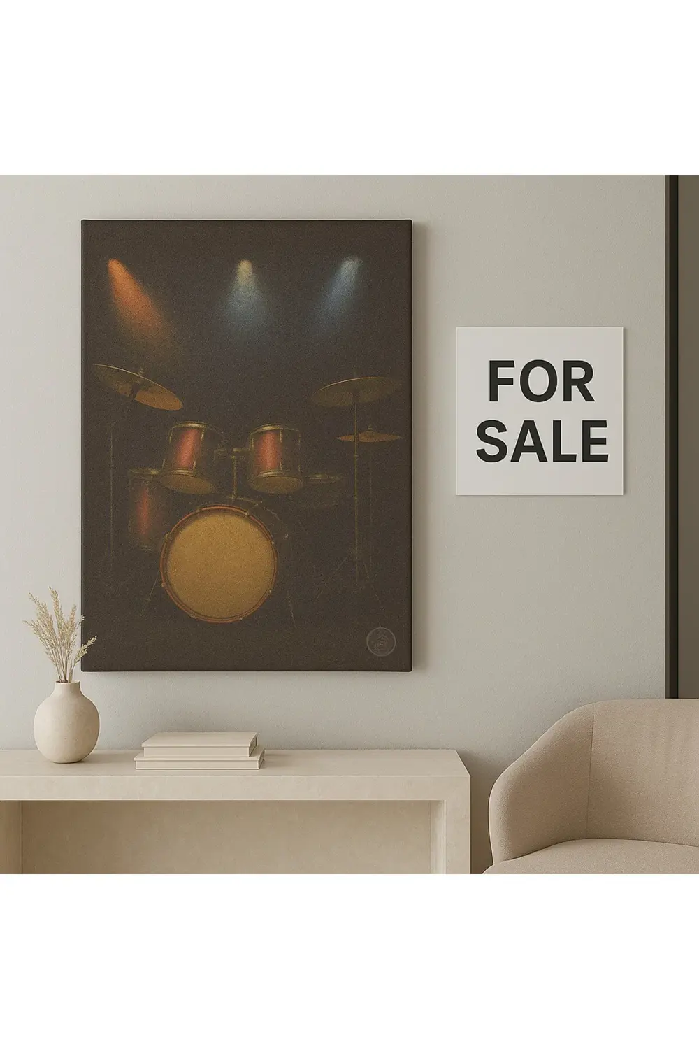 Müzik Temalı Kanvas Tablo – Bateri Davul Seti Tasarımı, Modern Du